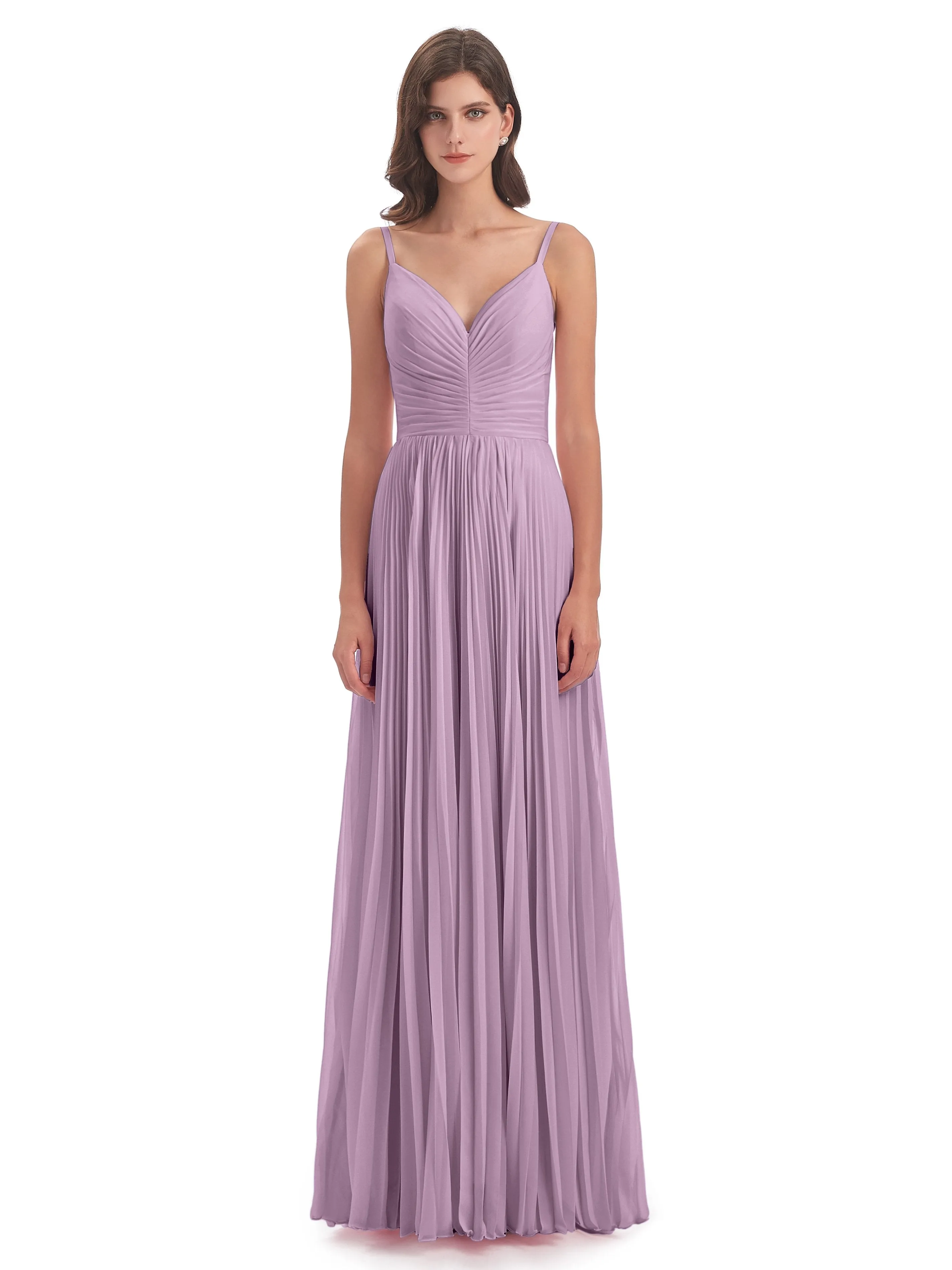 Hallie Chiffon Spaghetti Straps Floor Length Bridesmaid Dresses