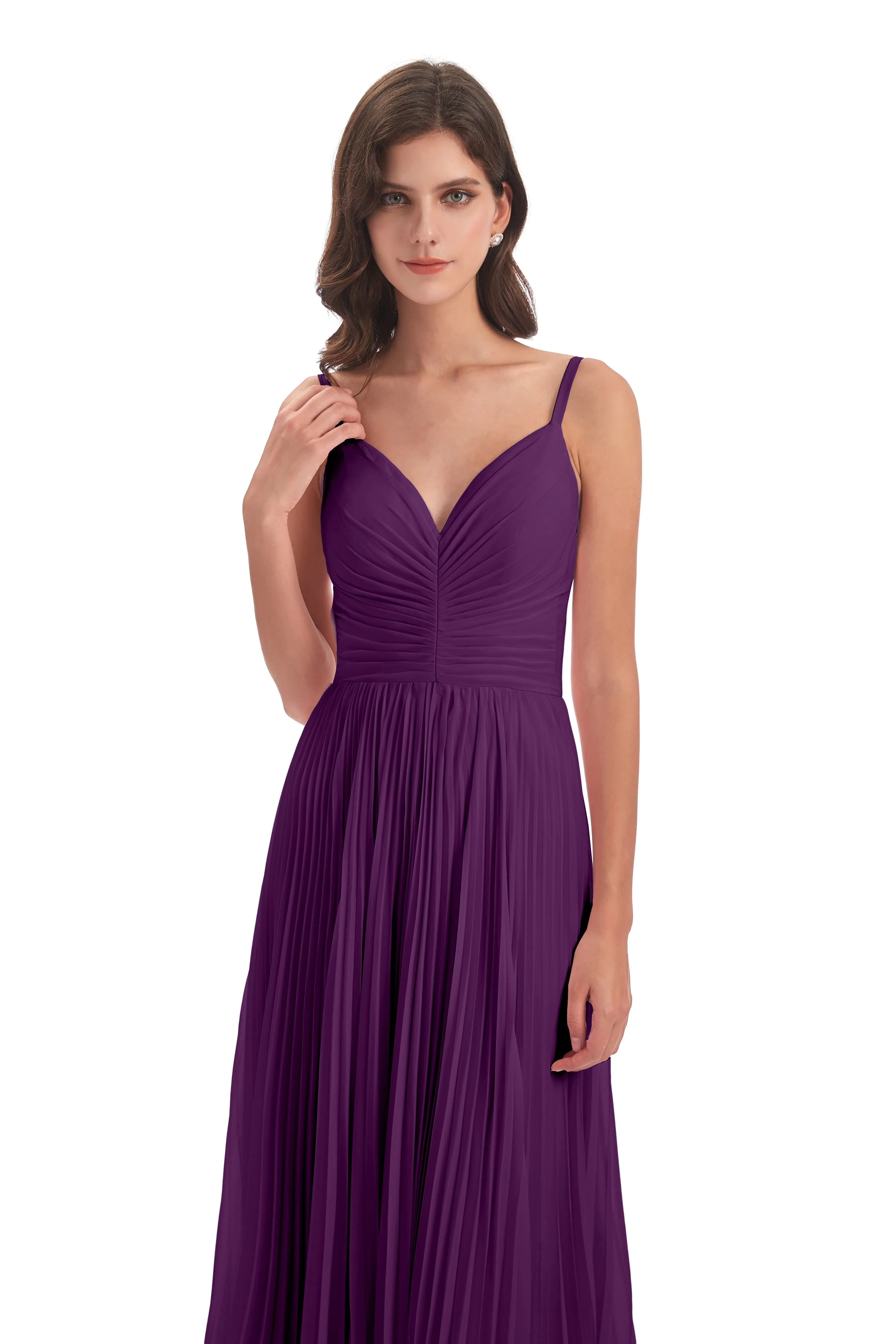 Hallie Chiffon Spaghetti Straps Floor Length Bridesmaid Dresses