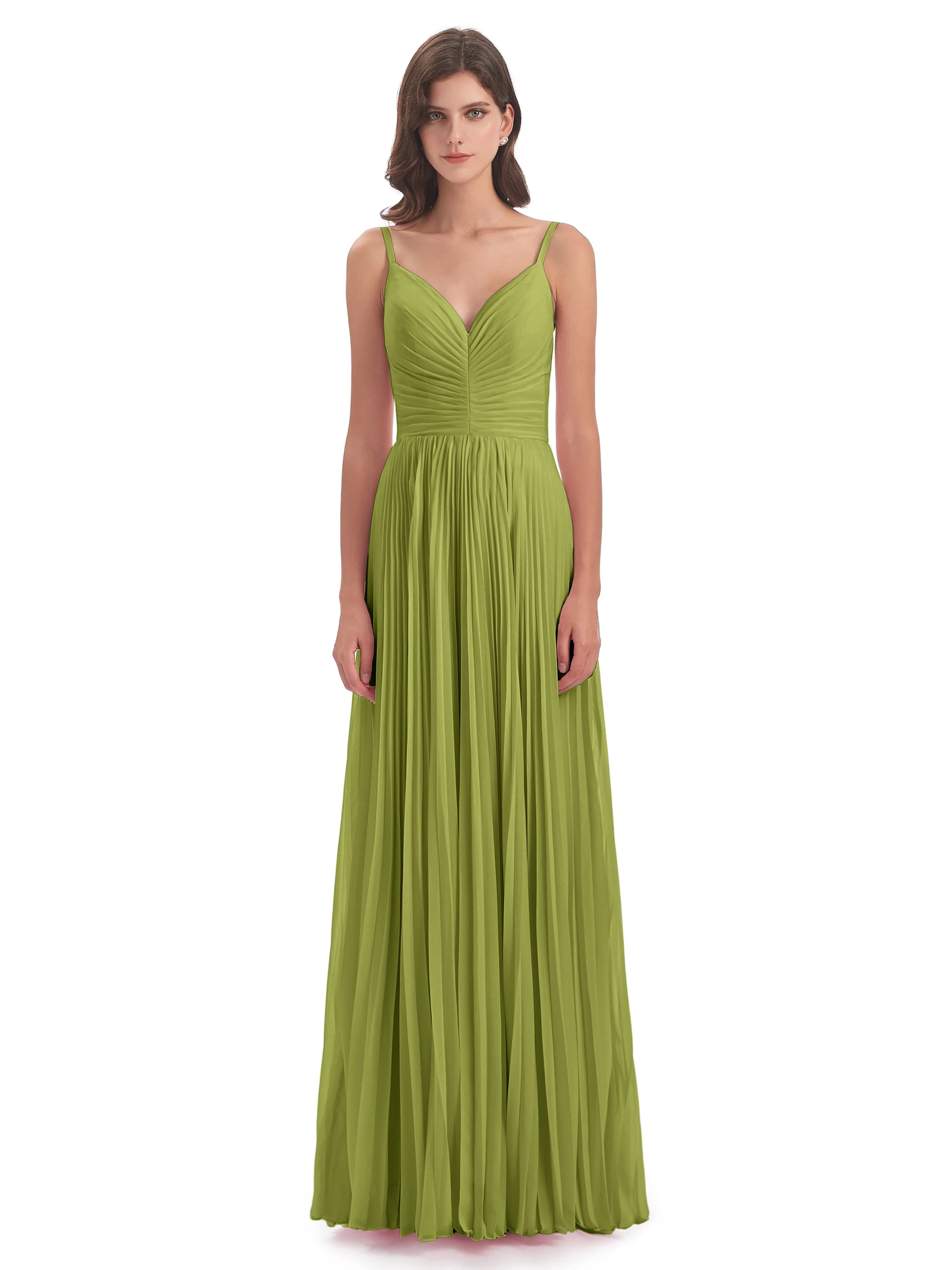 Hallie Chiffon Spaghetti Straps Floor Length Bridesmaid Dresses