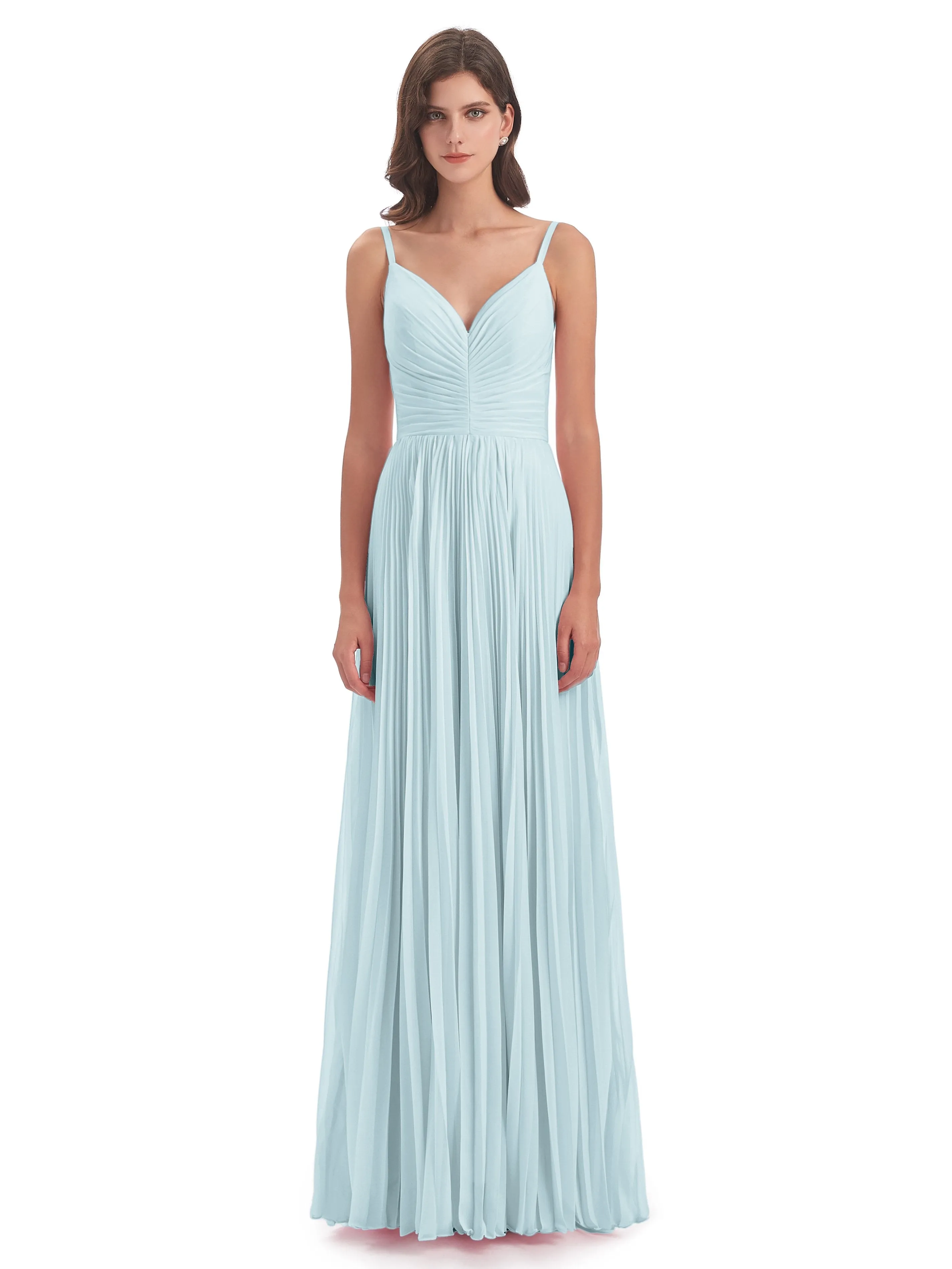 Hallie Chiffon Spaghetti Straps Floor Length Bridesmaid Dresses