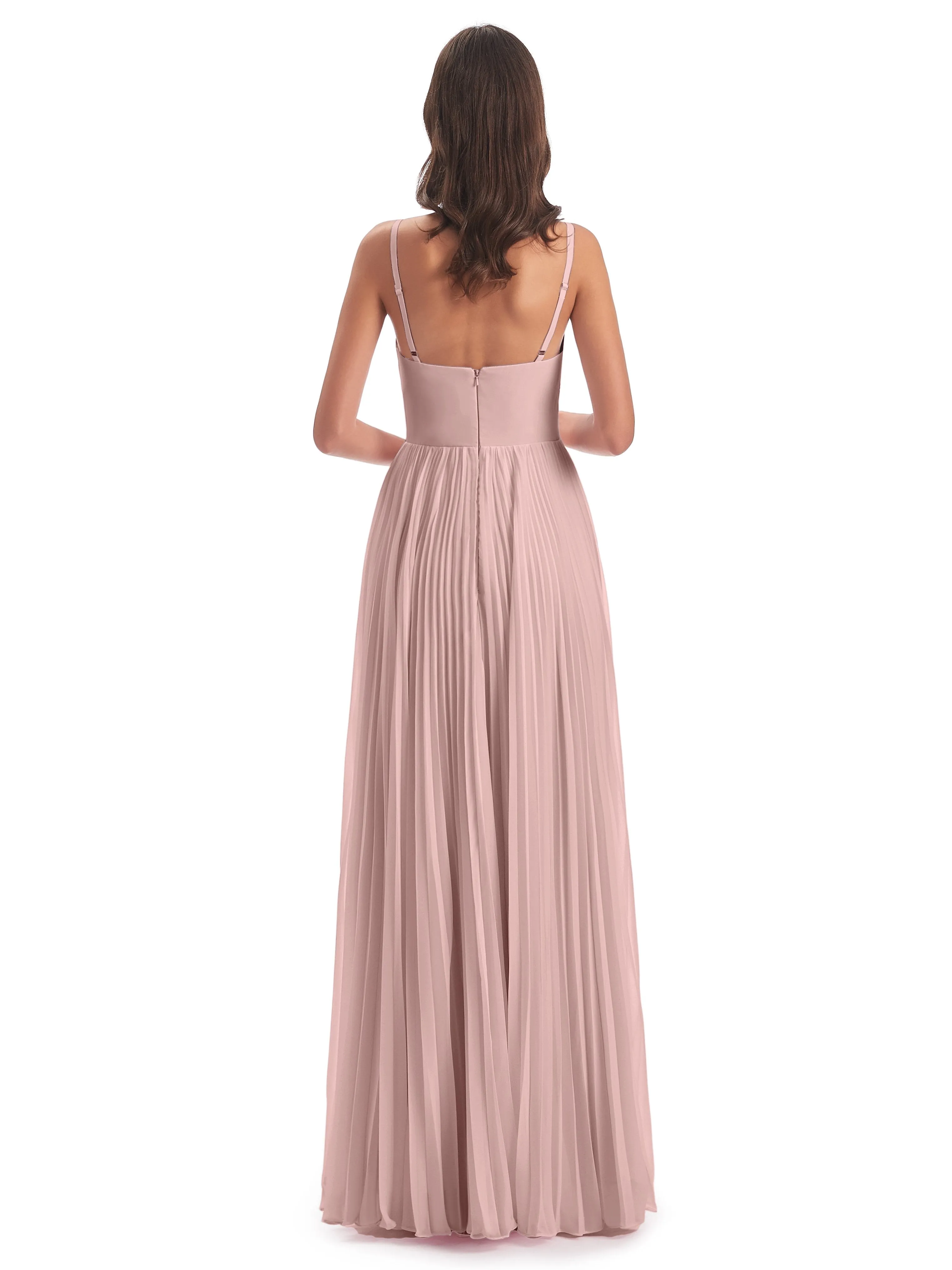 Hallie Chiffon Spaghetti Straps Floor Length Bridesmaid Dresses