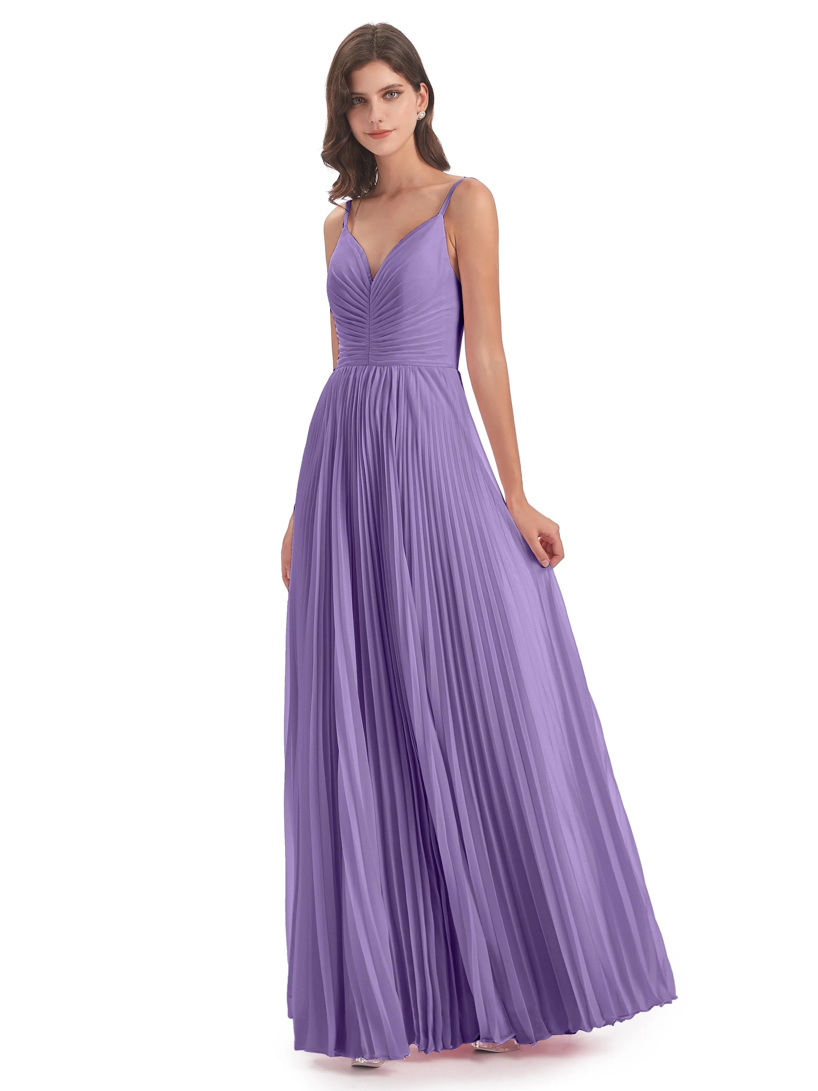 Hallie Chiffon Spaghetti Straps Floor Length Bridesmaid Dresses