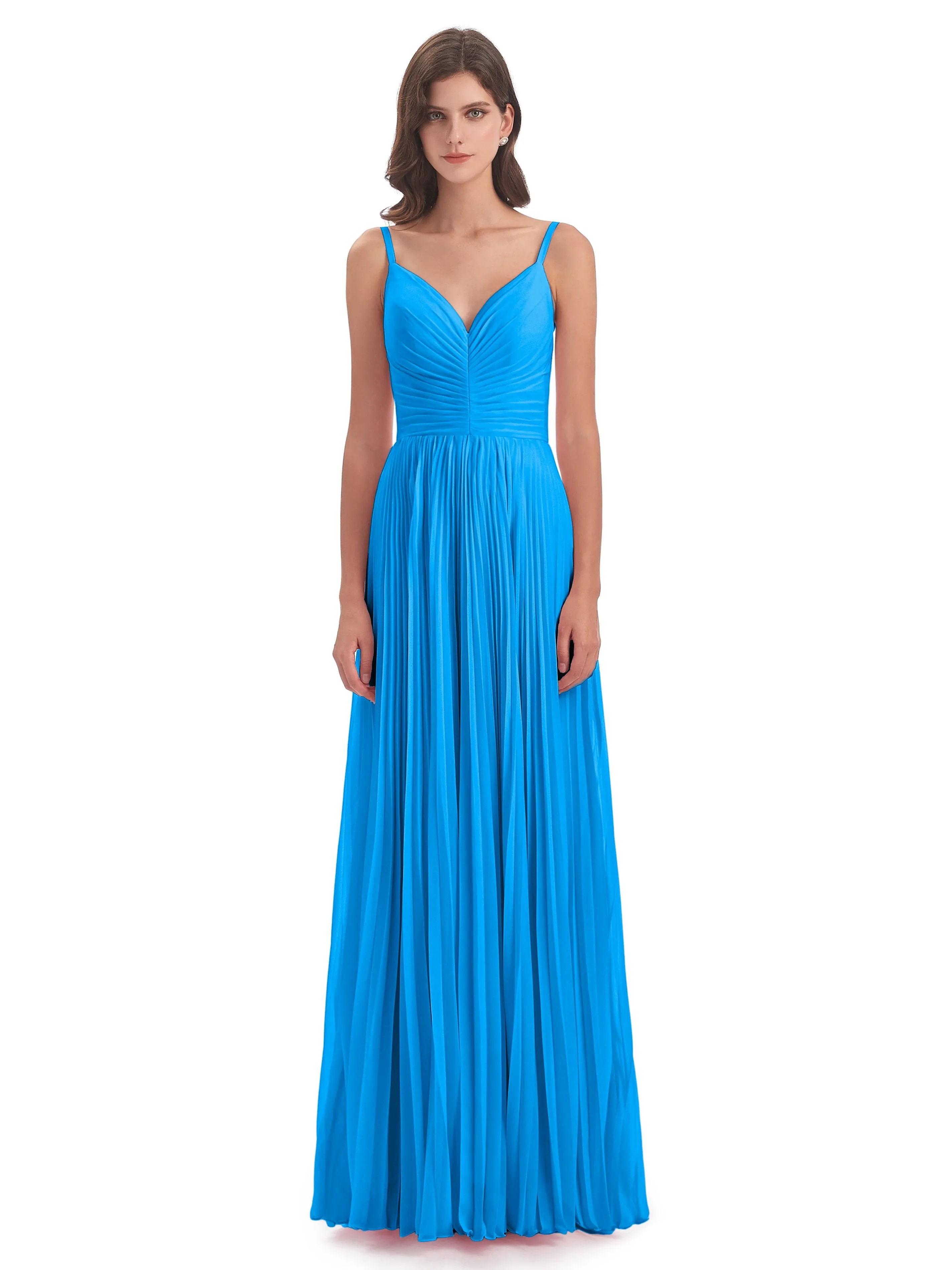 Hallie Chiffon Spaghetti Straps Floor Length Bridesmaid Dresses