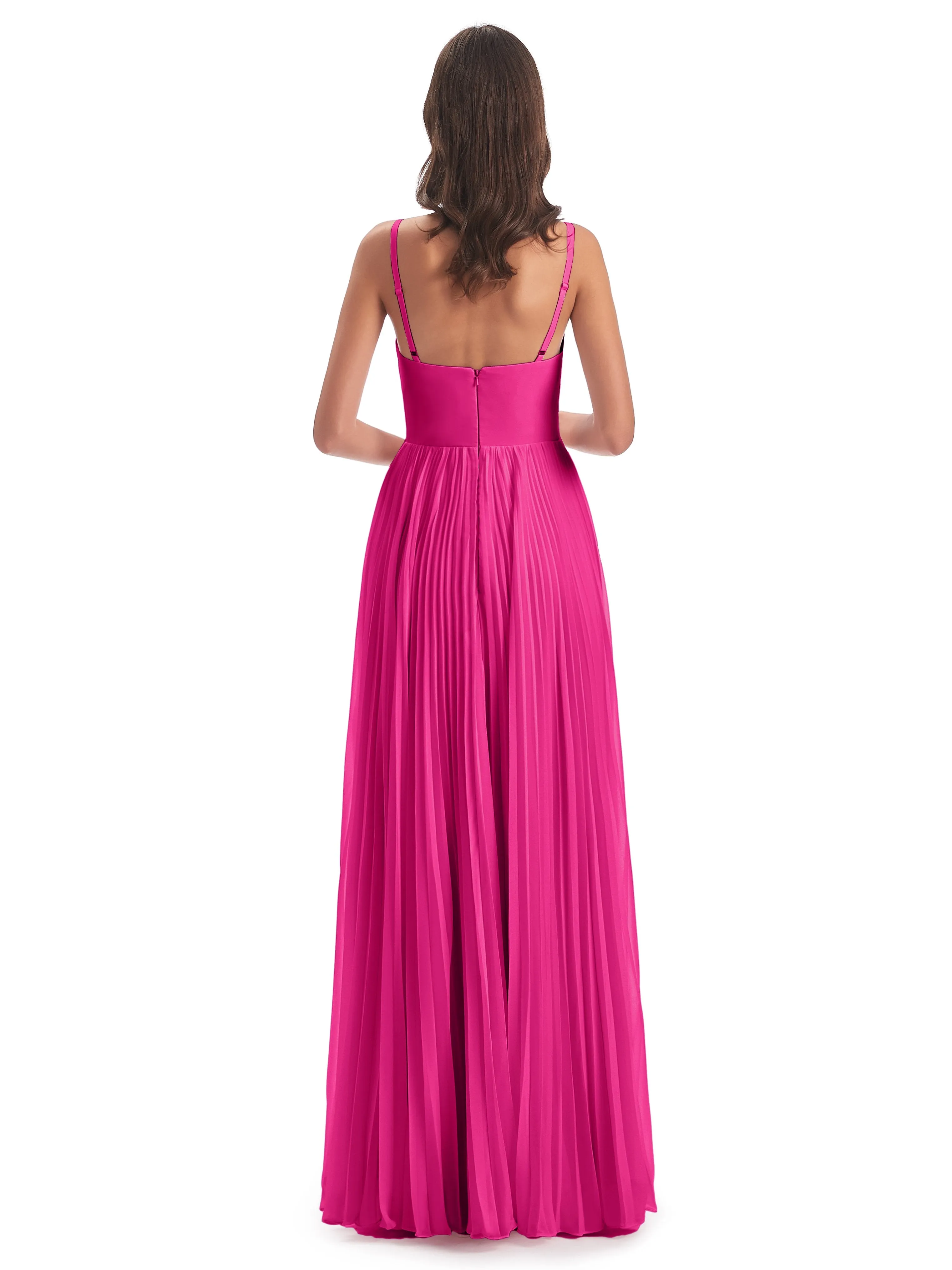 Hallie Chiffon Spaghetti Straps Floor Length Bridesmaid Dresses