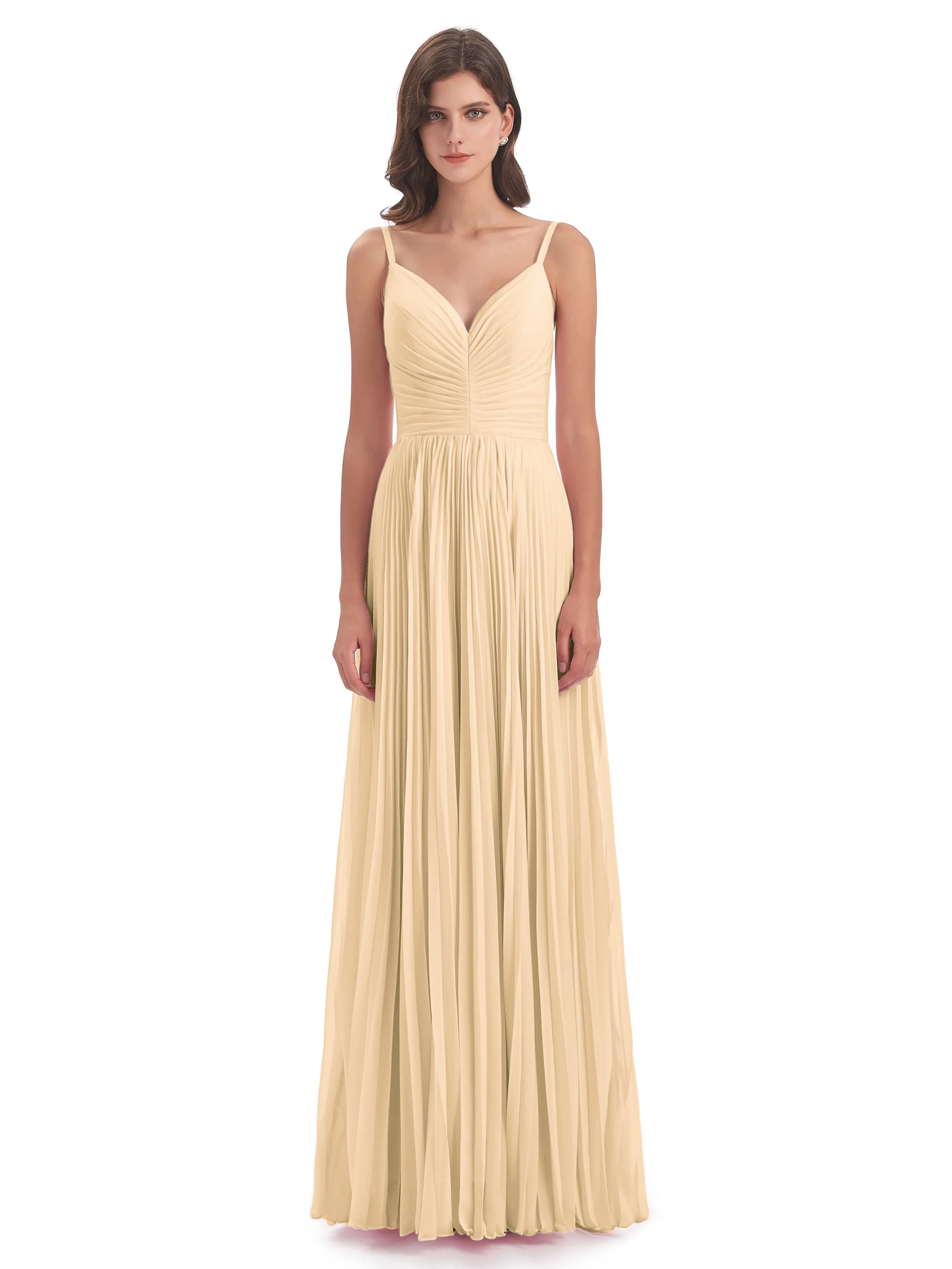 Hallie Chiffon Spaghetti Straps Floor Length Bridesmaid Dresses