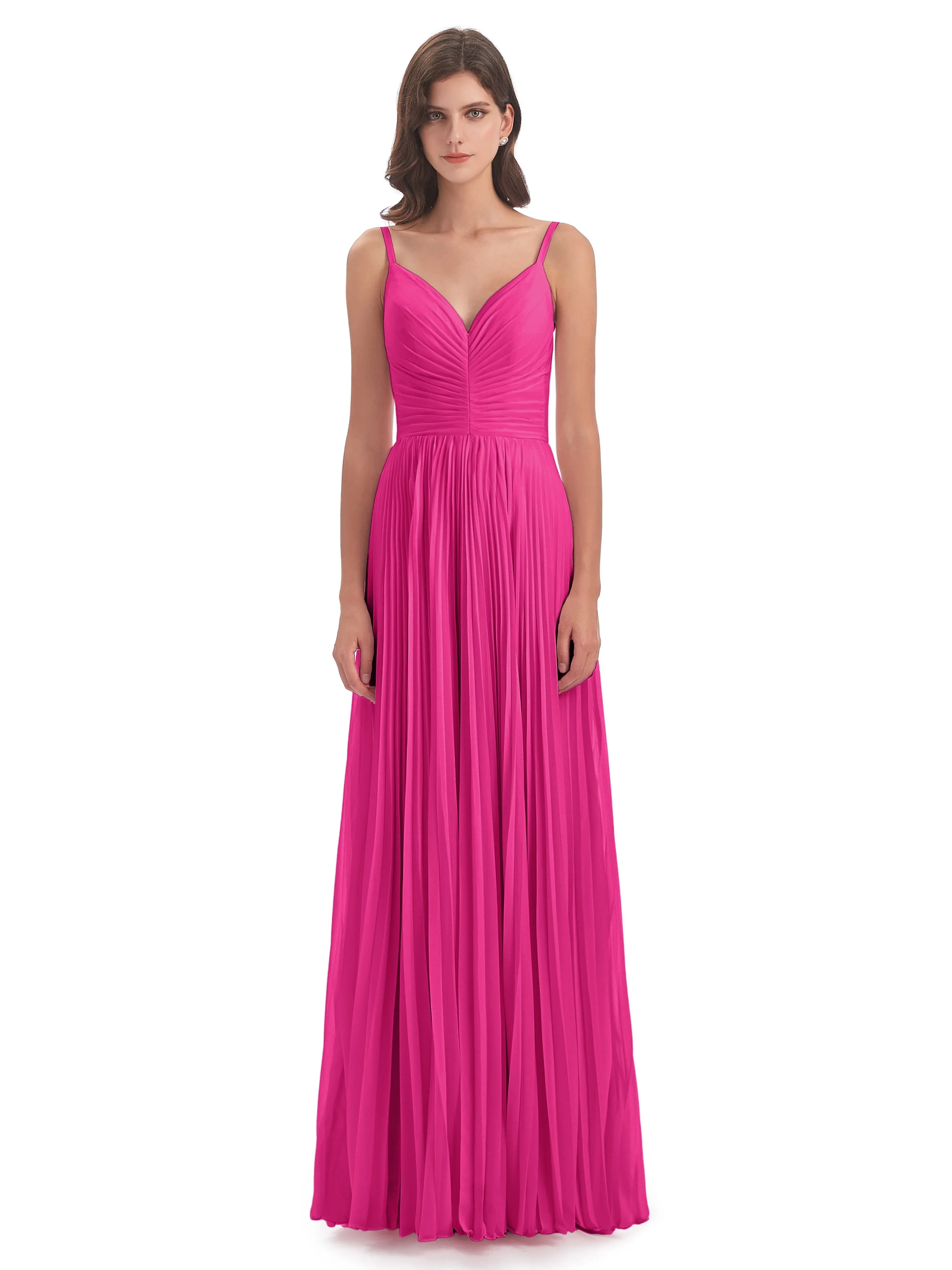 Hallie Chiffon Spaghetti Straps Floor Length Bridesmaid Dresses