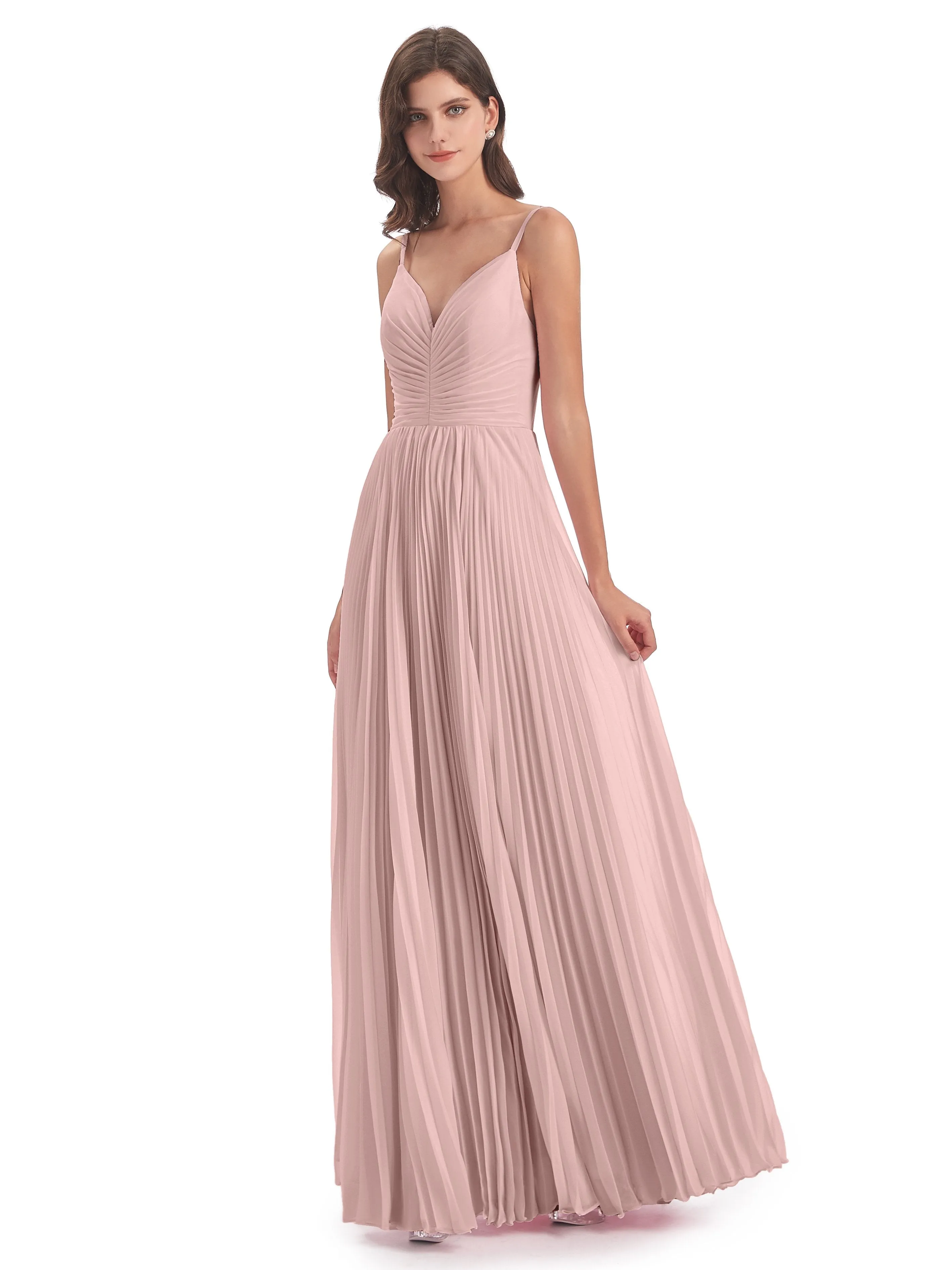 Hallie Chiffon Spaghetti Straps Floor Length Bridesmaid Dresses