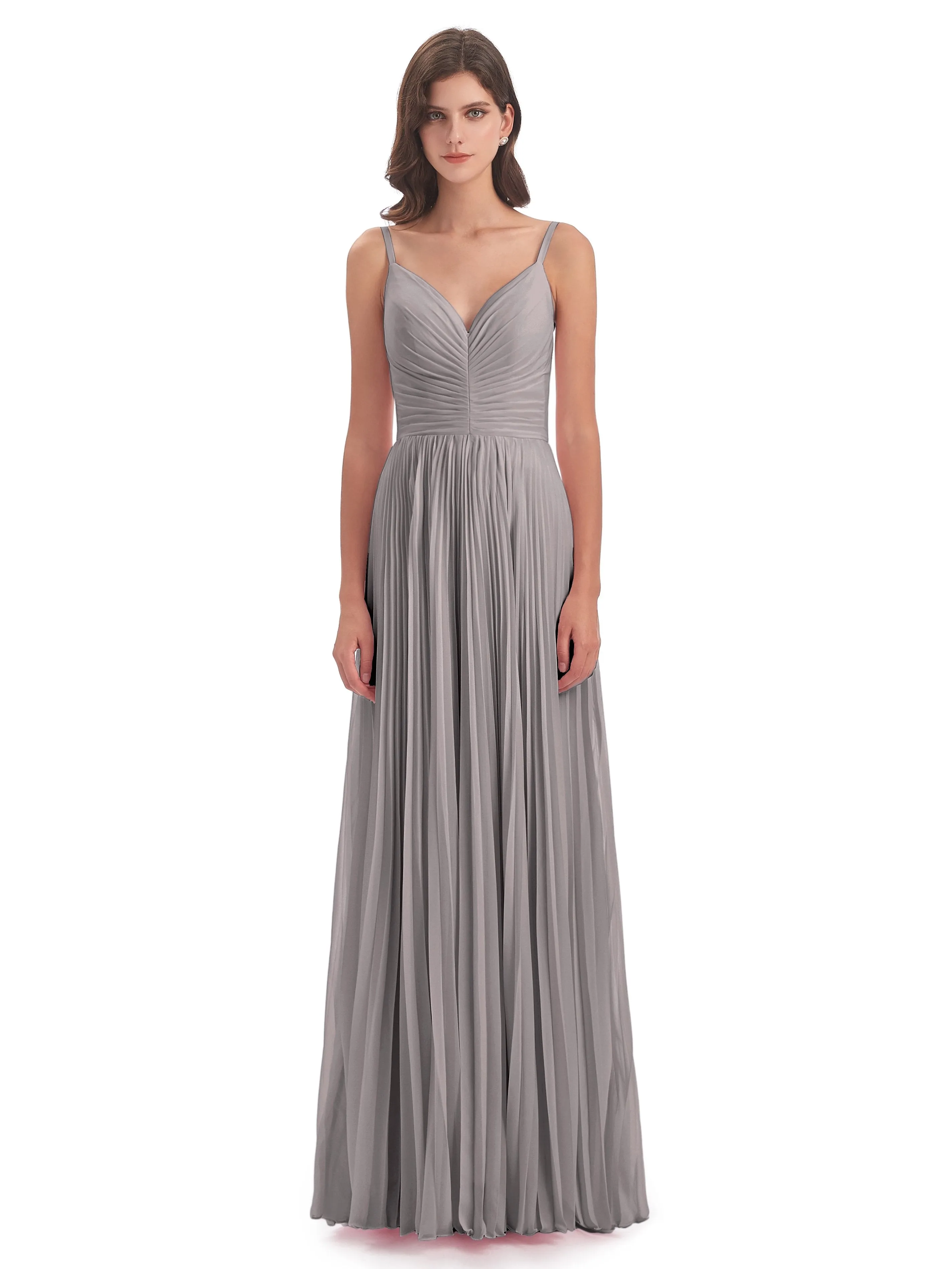 Hallie Chiffon Spaghetti Straps Floor Length Bridesmaid Dresses