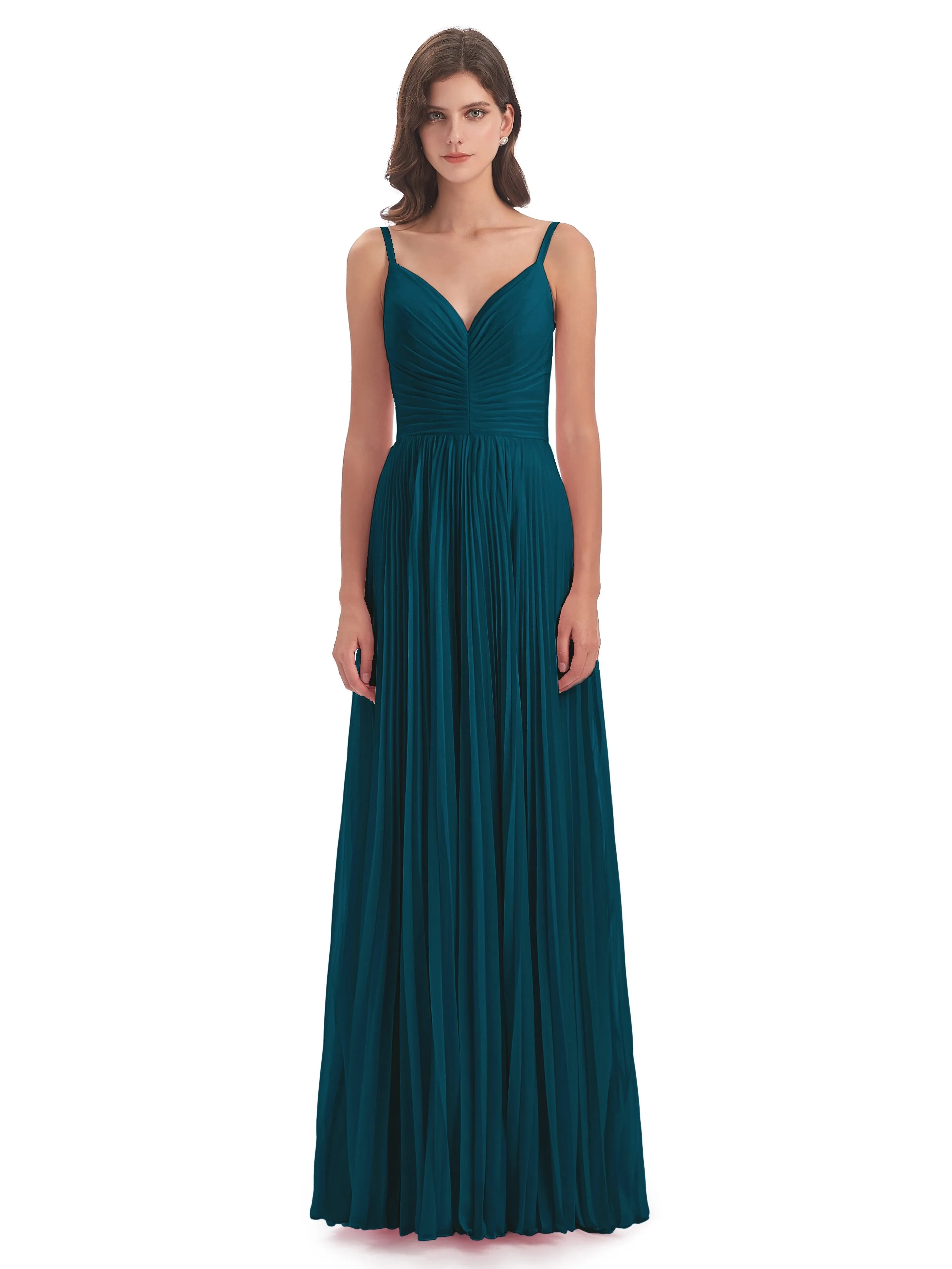 Hallie Chiffon Spaghetti Straps Floor Length Bridesmaid Dresses