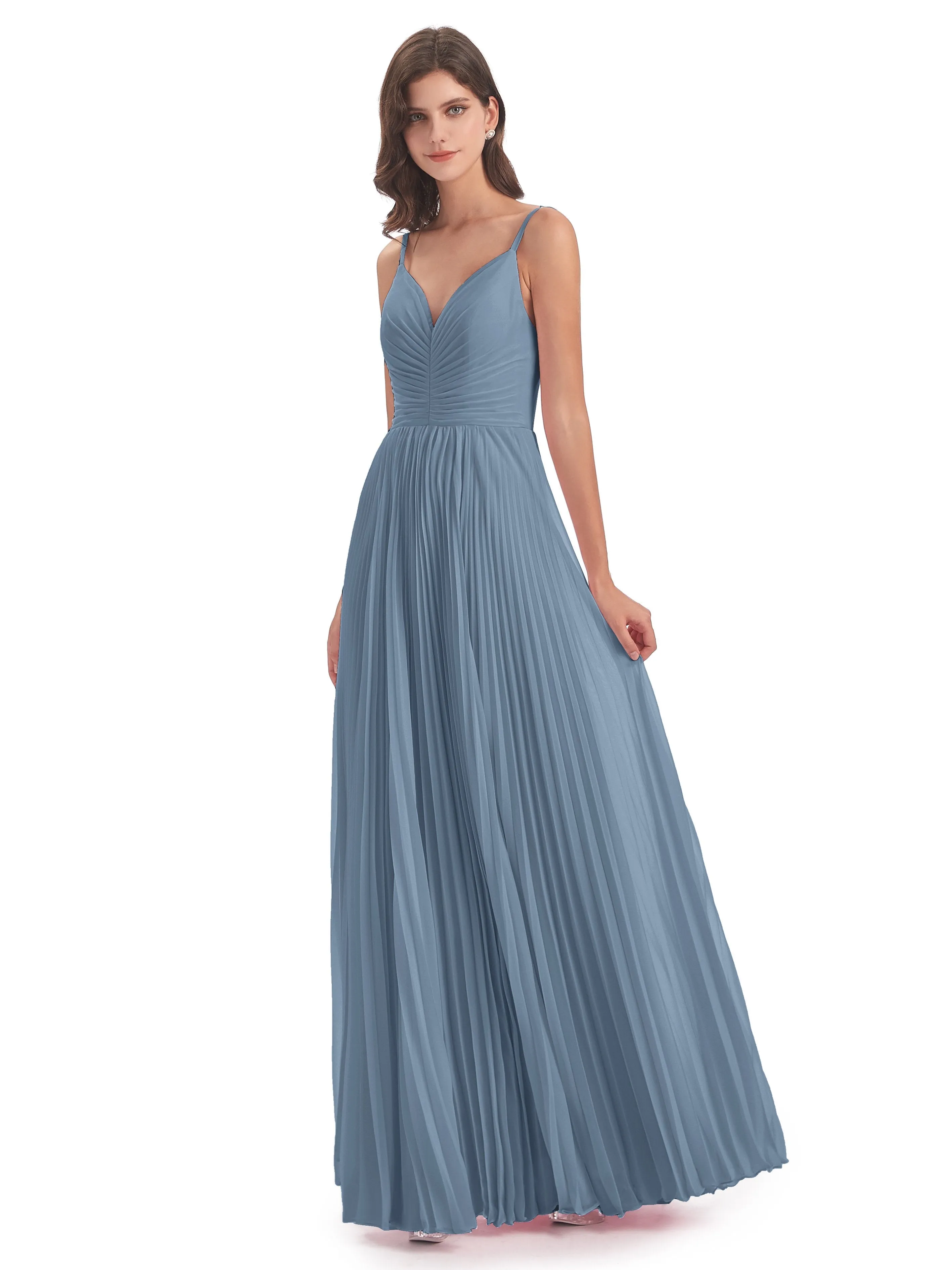 Hallie Chiffon Spaghetti Straps Floor Length Bridesmaid Dresses