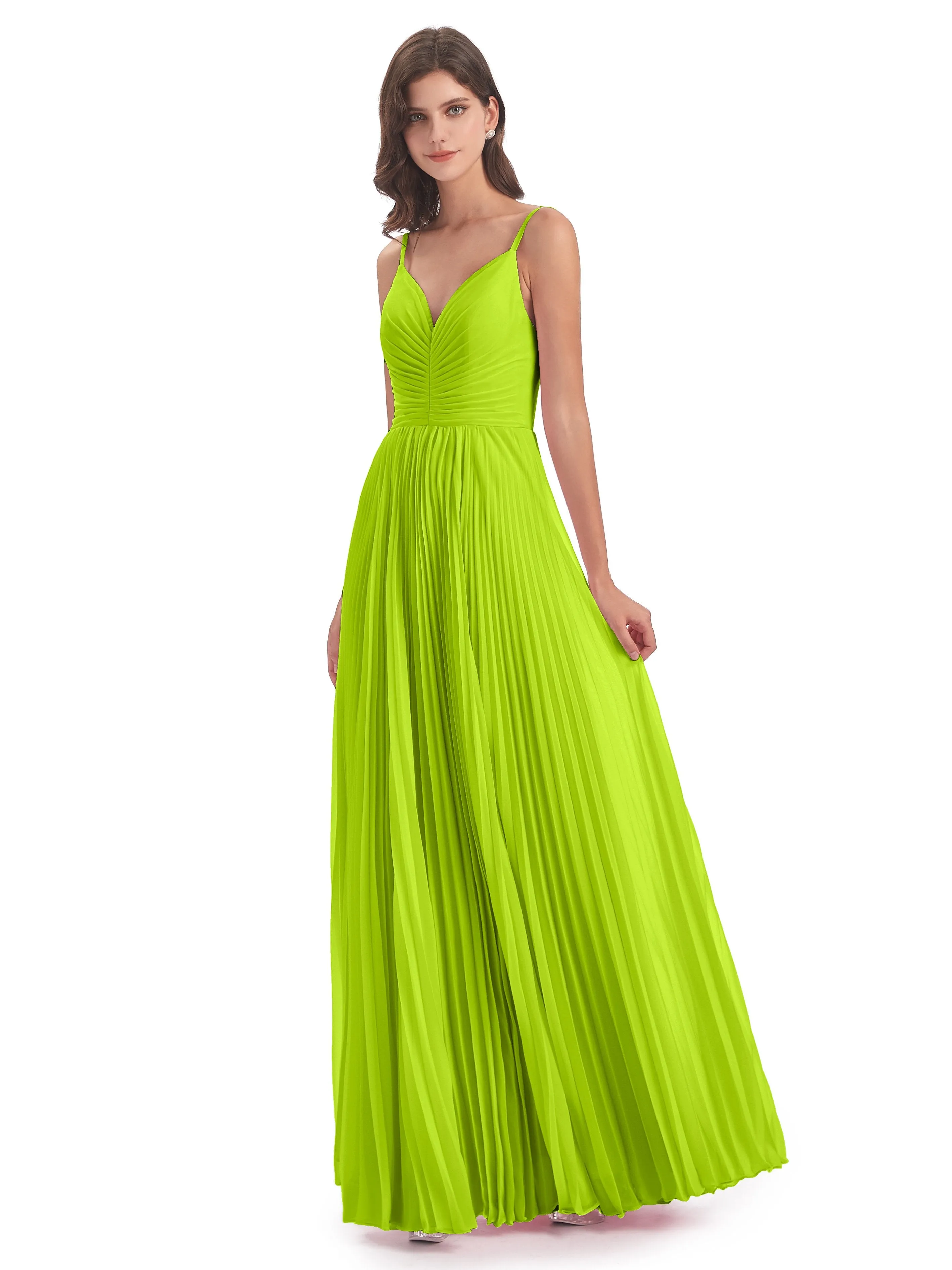 Hallie Chiffon Spaghetti Straps Floor Length Bridesmaid Dresses