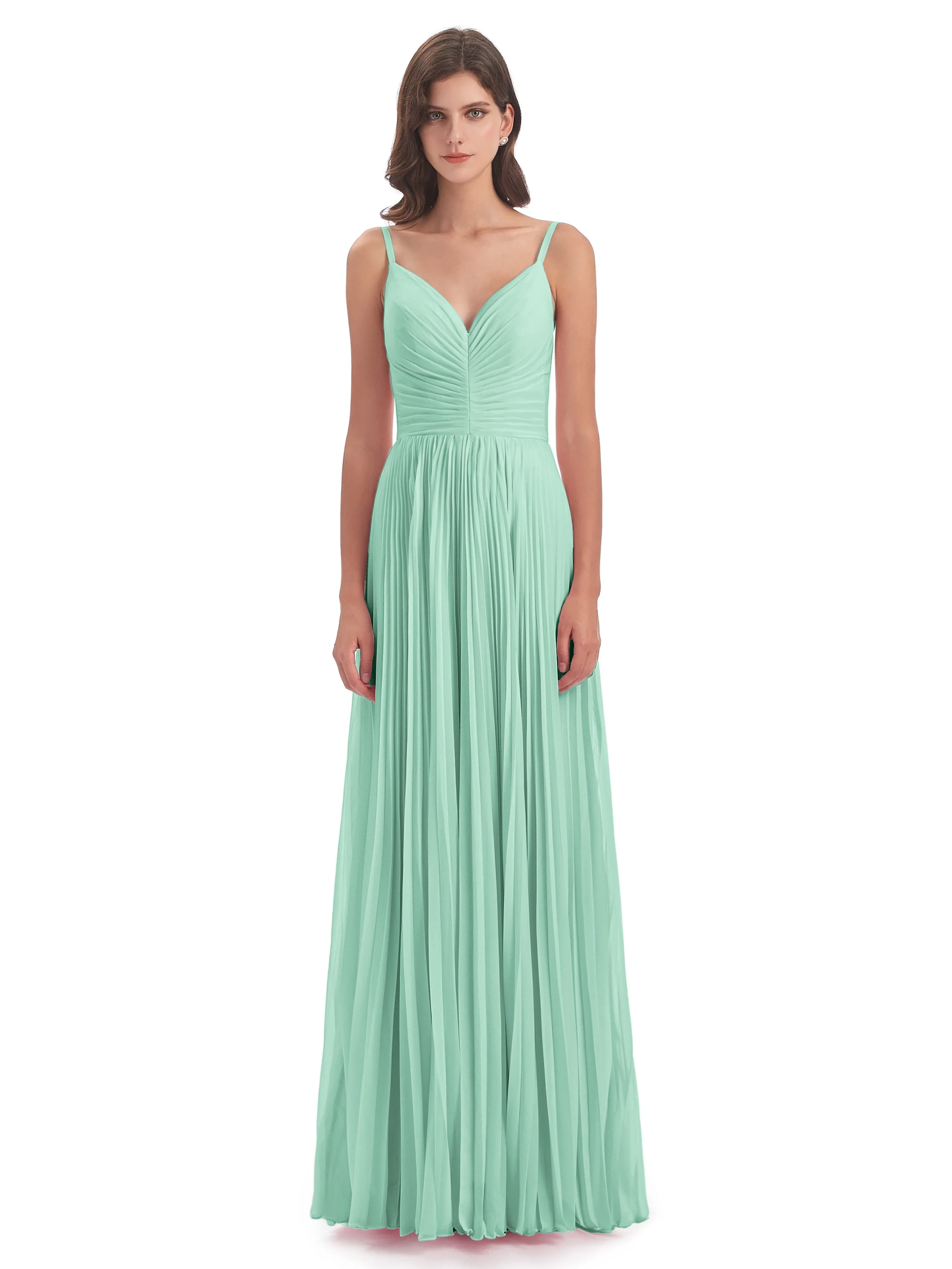 Hallie Chiffon Spaghetti Straps Floor Length Bridesmaid Dresses