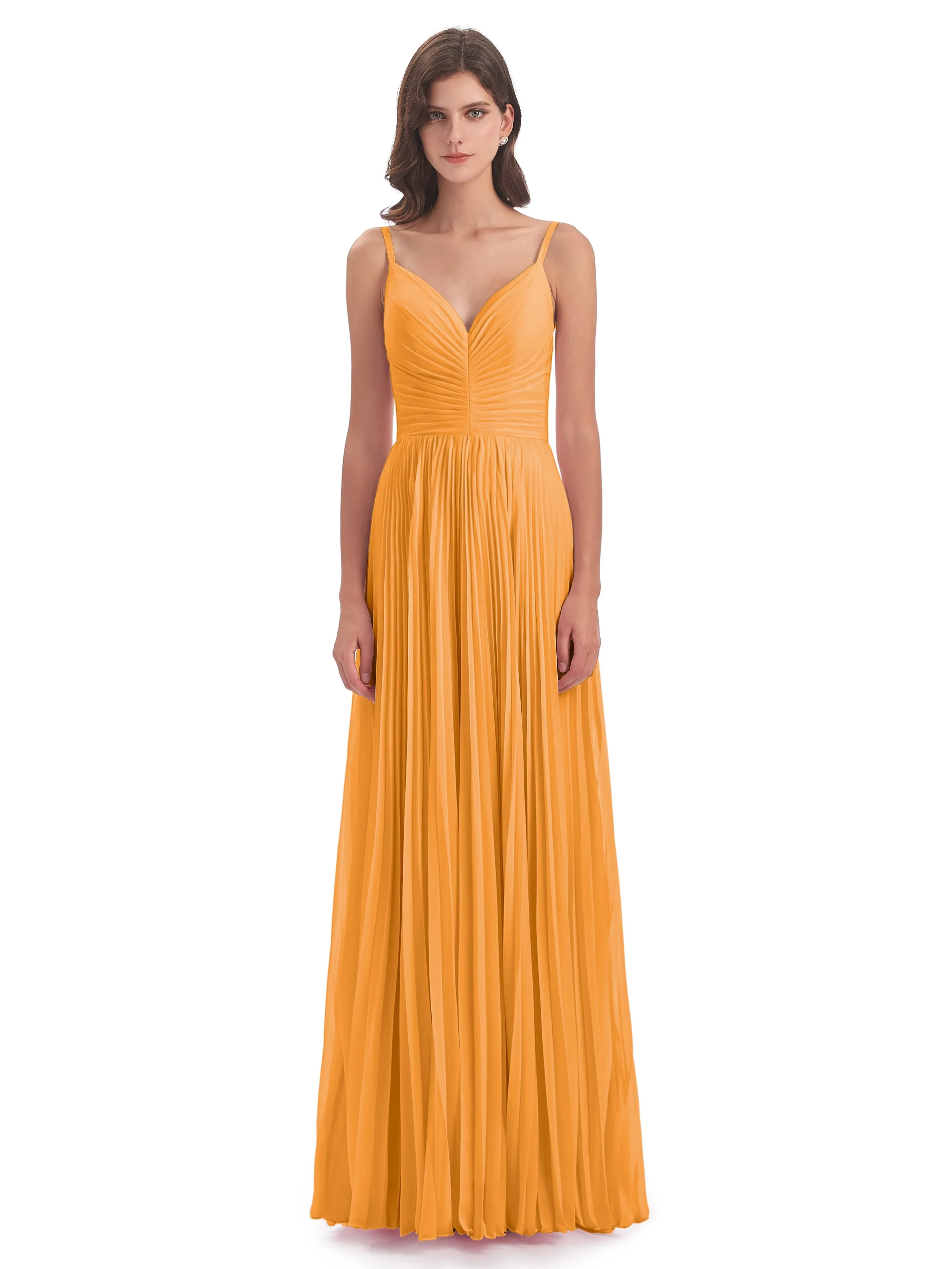 Hallie Chiffon Spaghetti Straps Floor Length Bridesmaid Dresses