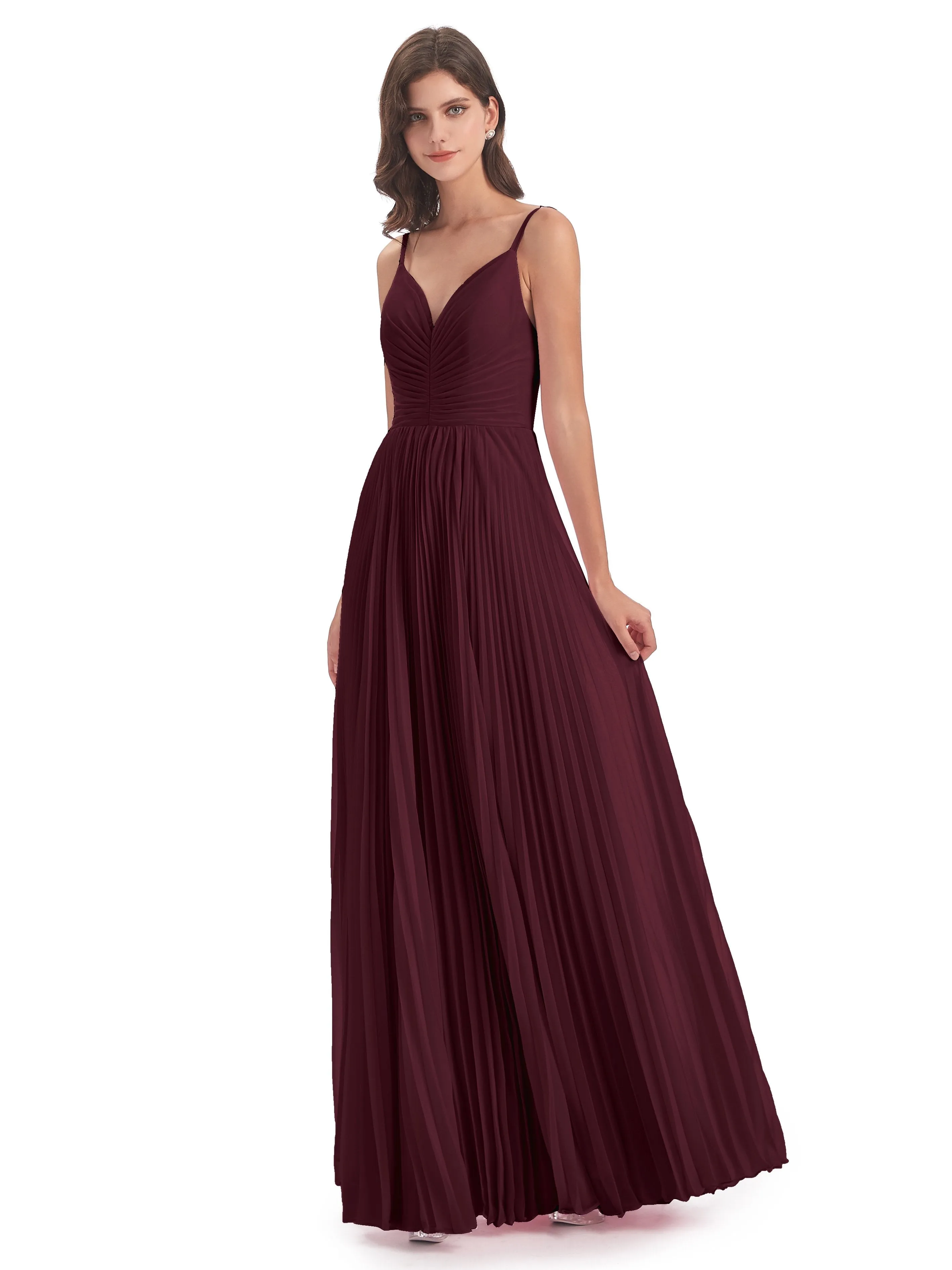 Hallie Chiffon Spaghetti Straps Floor Length Bridesmaid Dresses