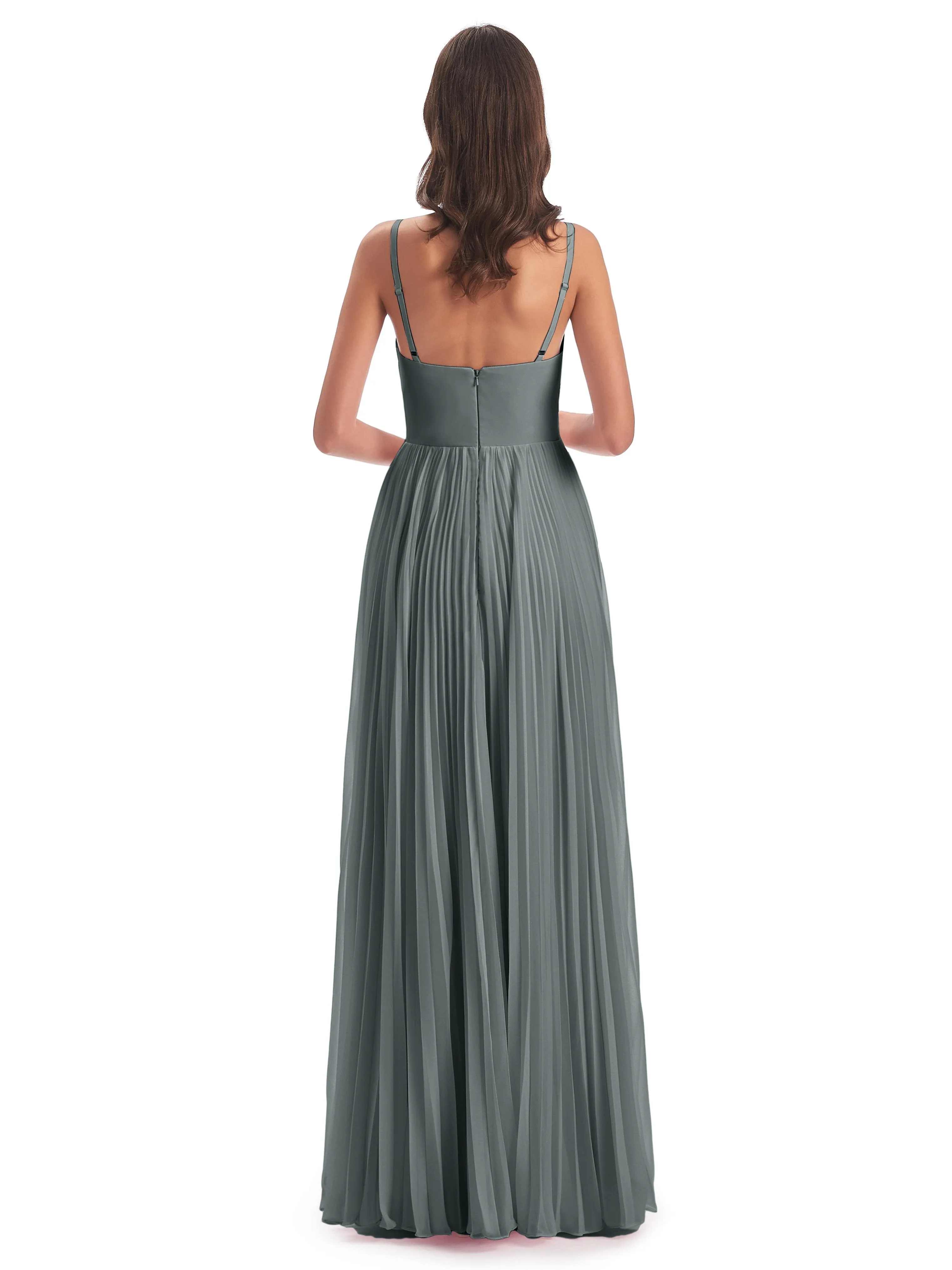 Hallie Chiffon Spaghetti Straps Floor Length Bridesmaid Dresses