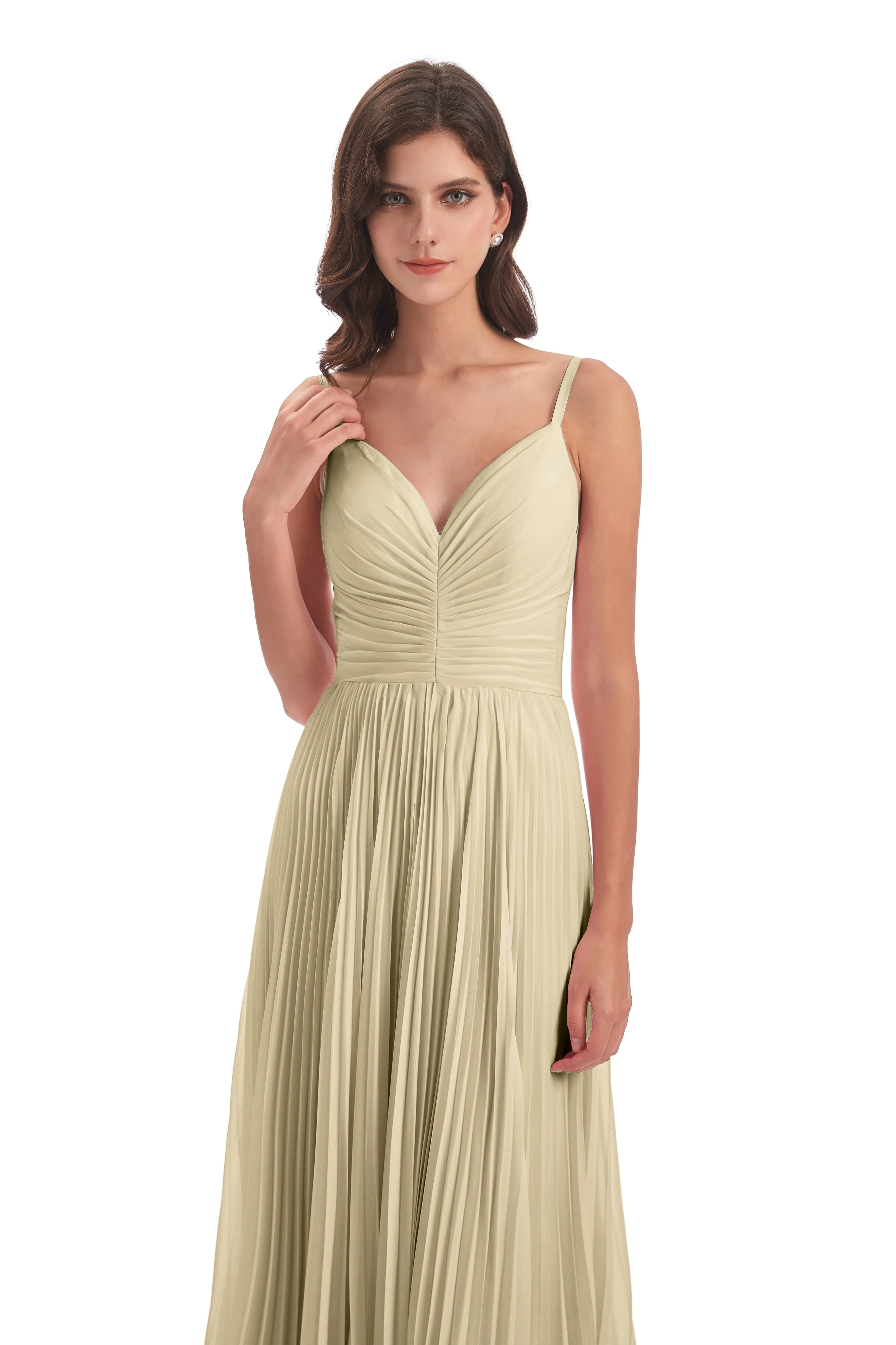 Hallie Chiffon Spaghetti Straps Floor Length Bridesmaid Dresses