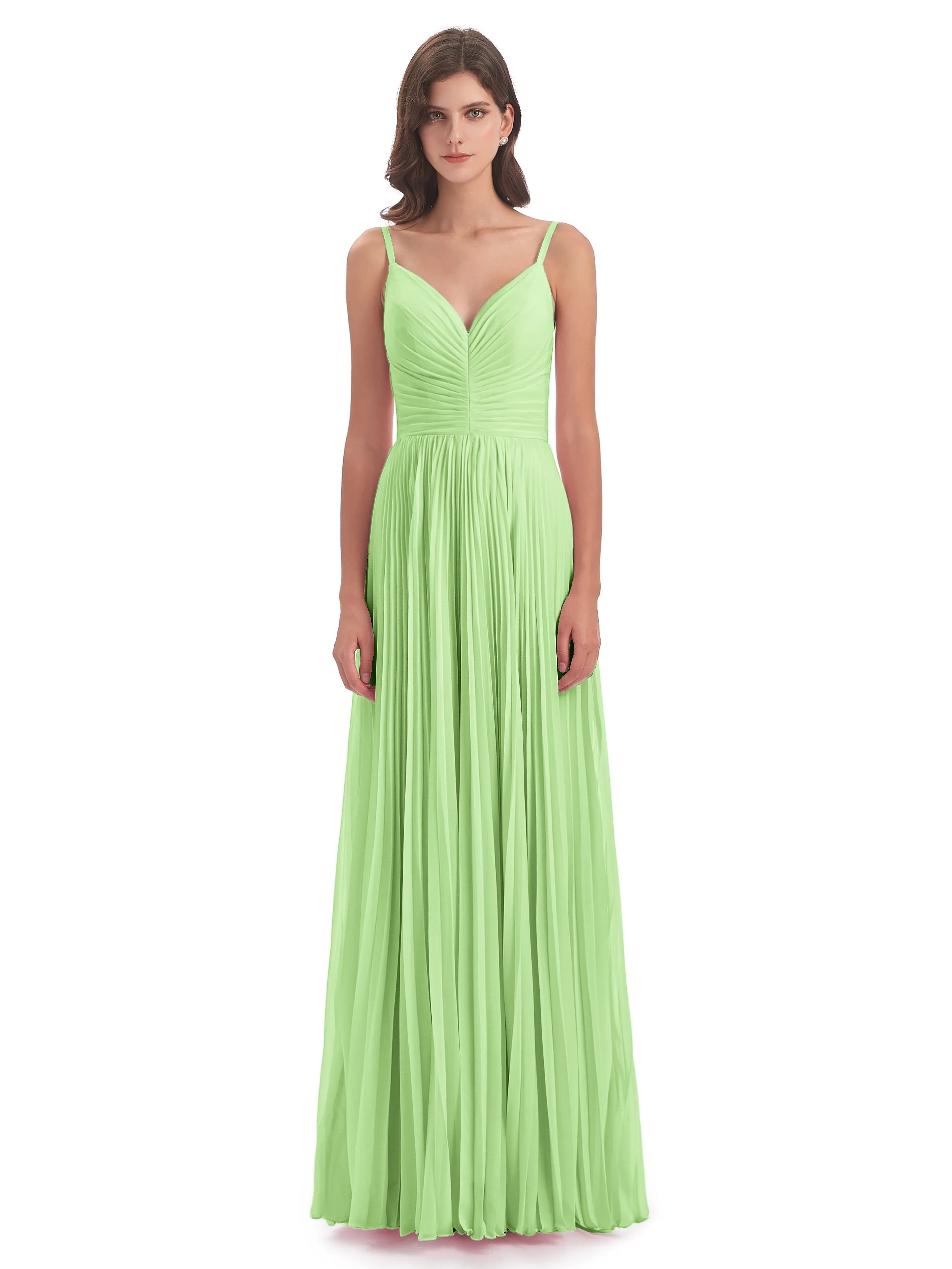 Hallie Chiffon Spaghetti Straps Floor Length Bridesmaid Dresses