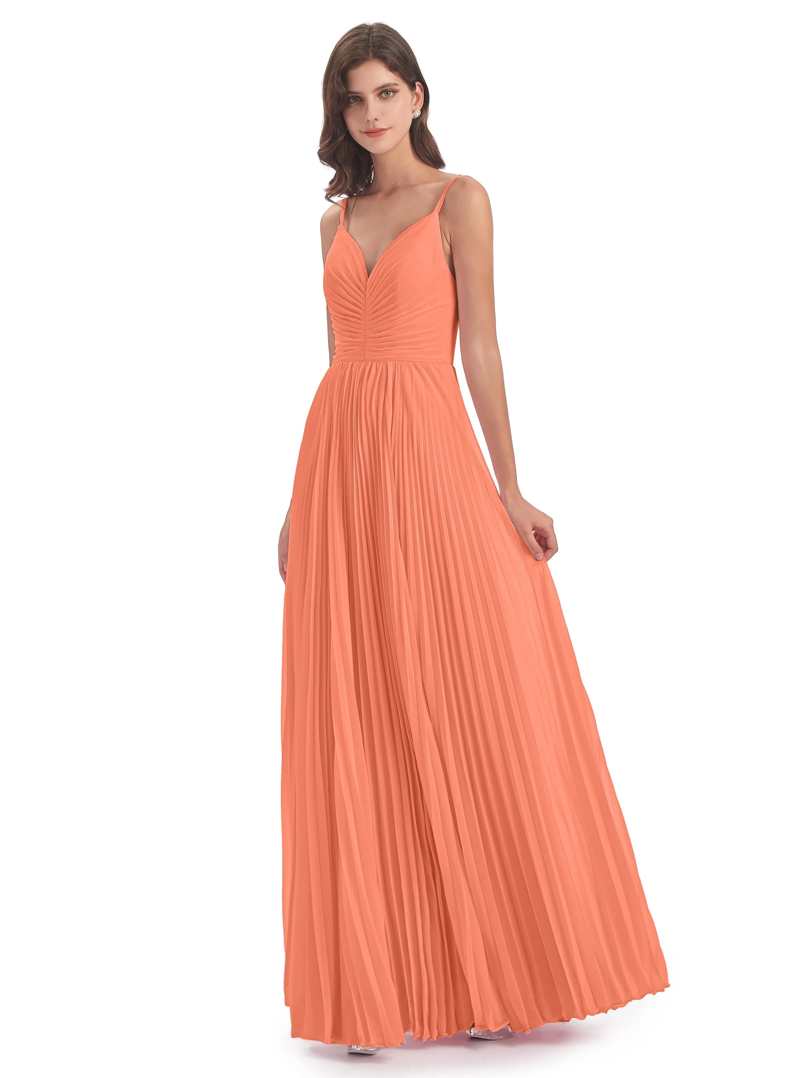 Hallie Chiffon Spaghetti Straps Floor Length Bridesmaid Dresses