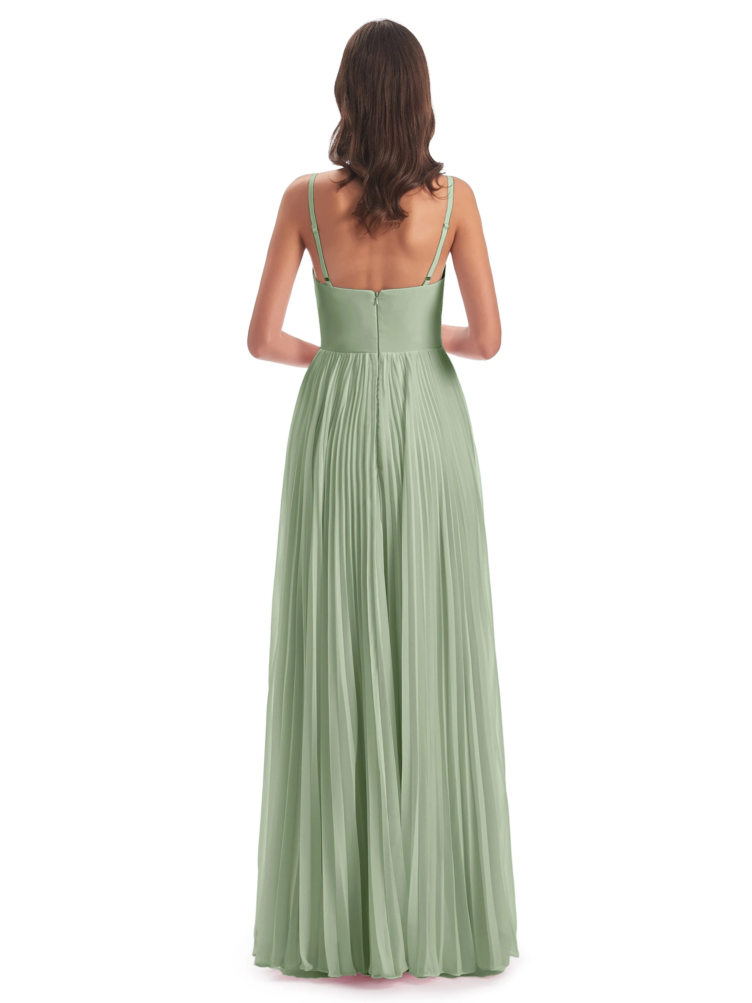 Hallie Chiffon Spaghetti Straps Floor Length Bridesmaid Dresses