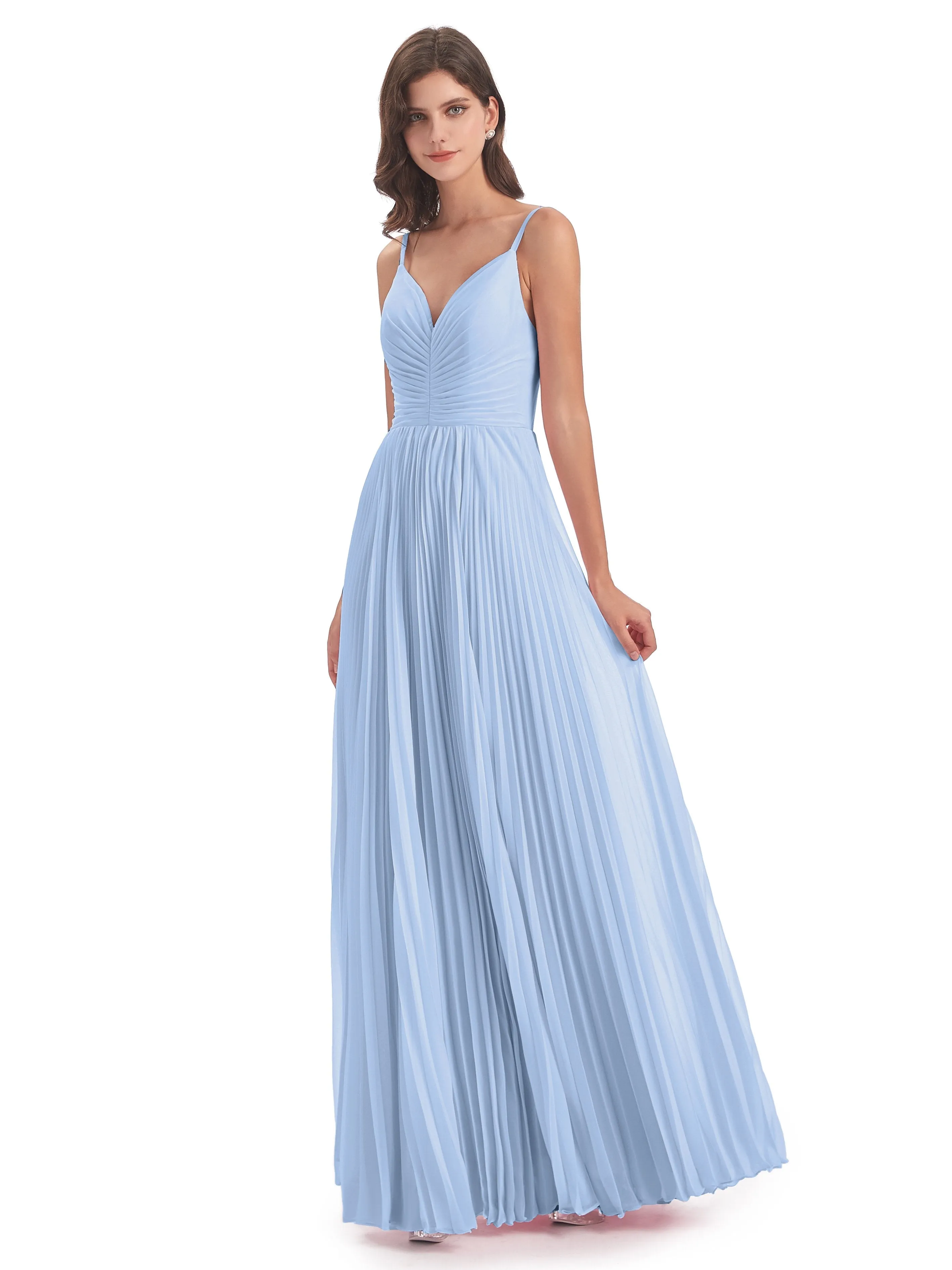 Hallie Chiffon Spaghetti Straps Floor Length Bridesmaid Dresses