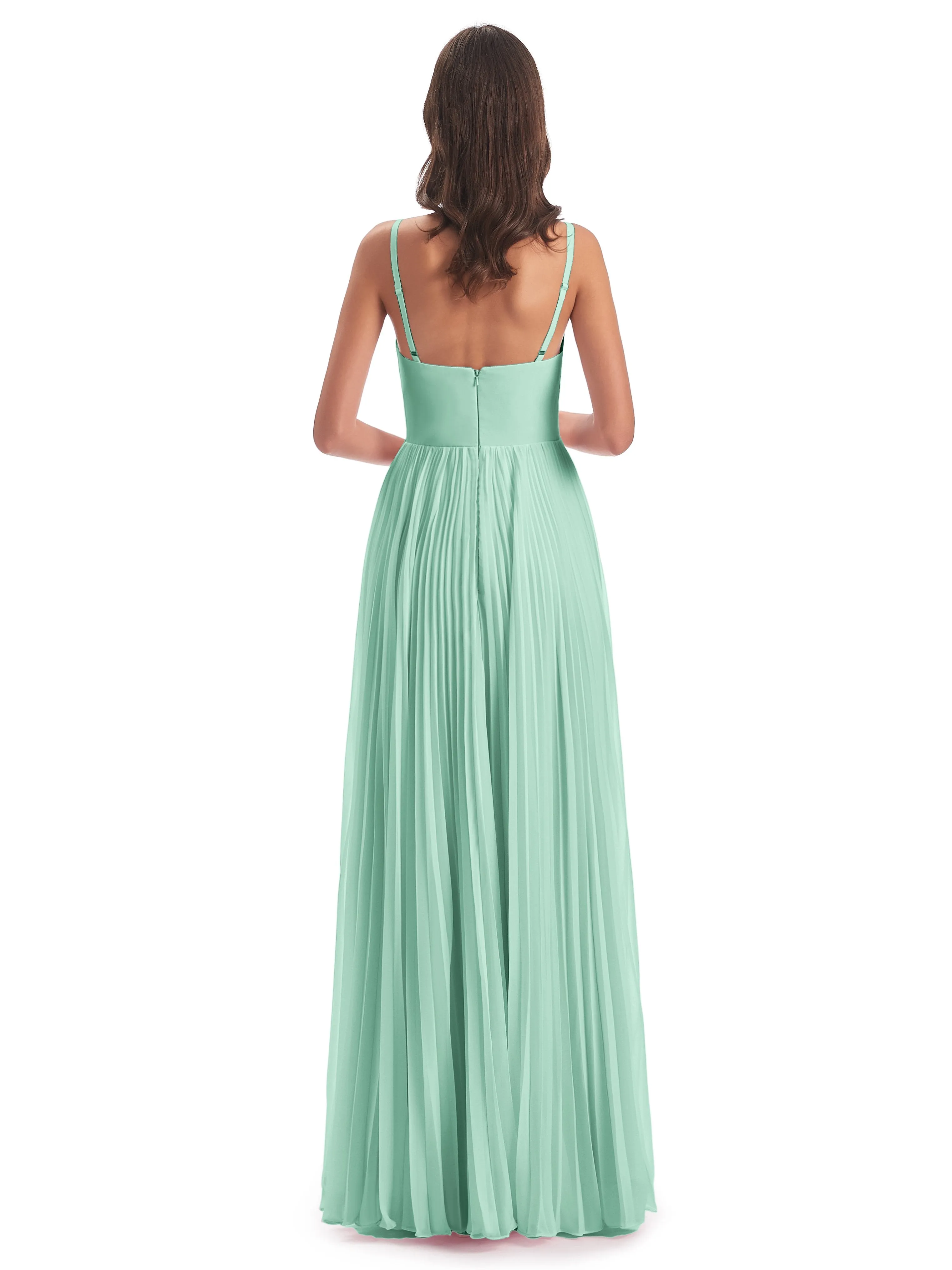 Hallie Chiffon Spaghetti Straps Floor Length Bridesmaid Dresses