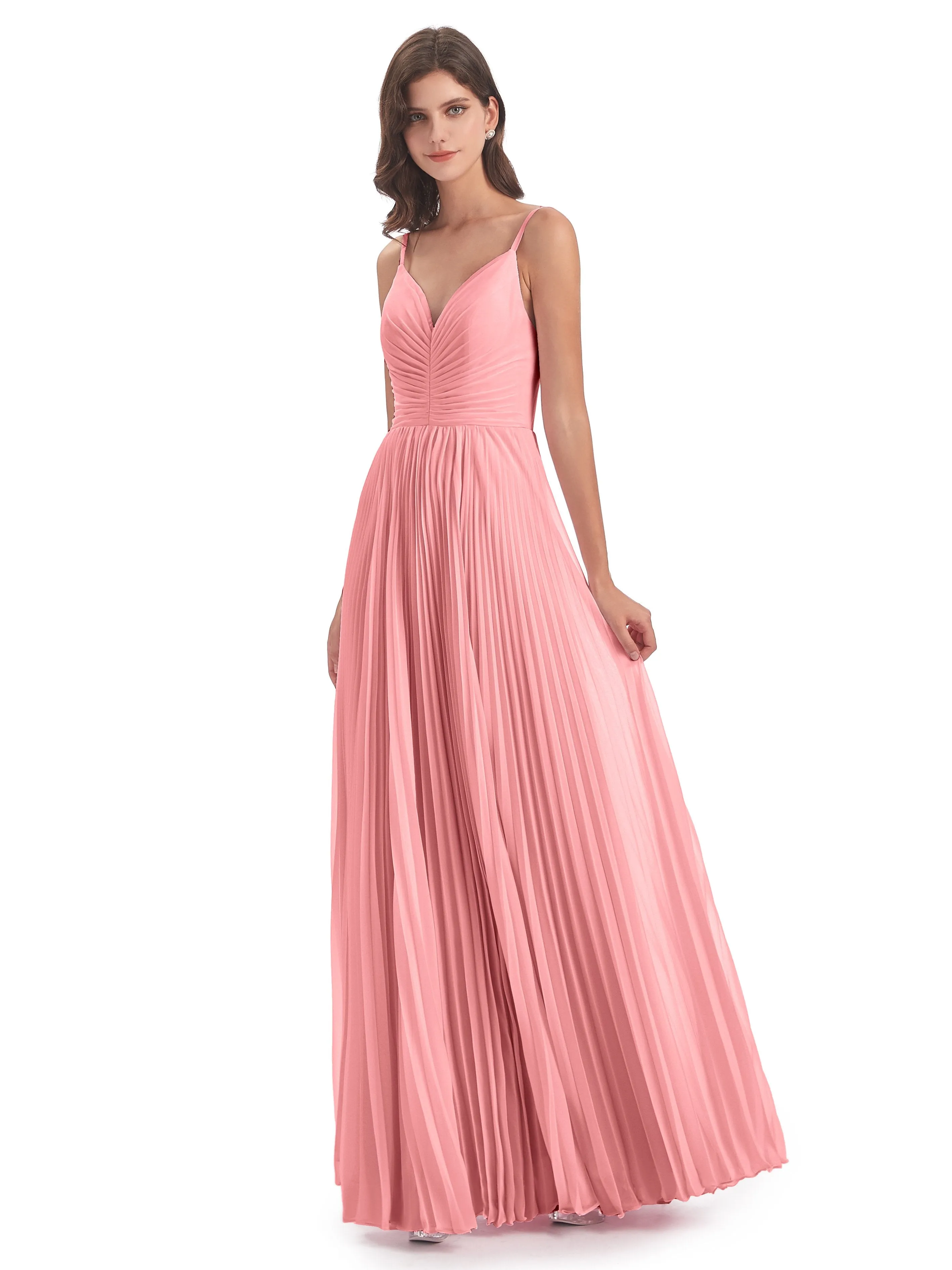 Hallie Chiffon Spaghetti Straps Floor Length Bridesmaid Dresses