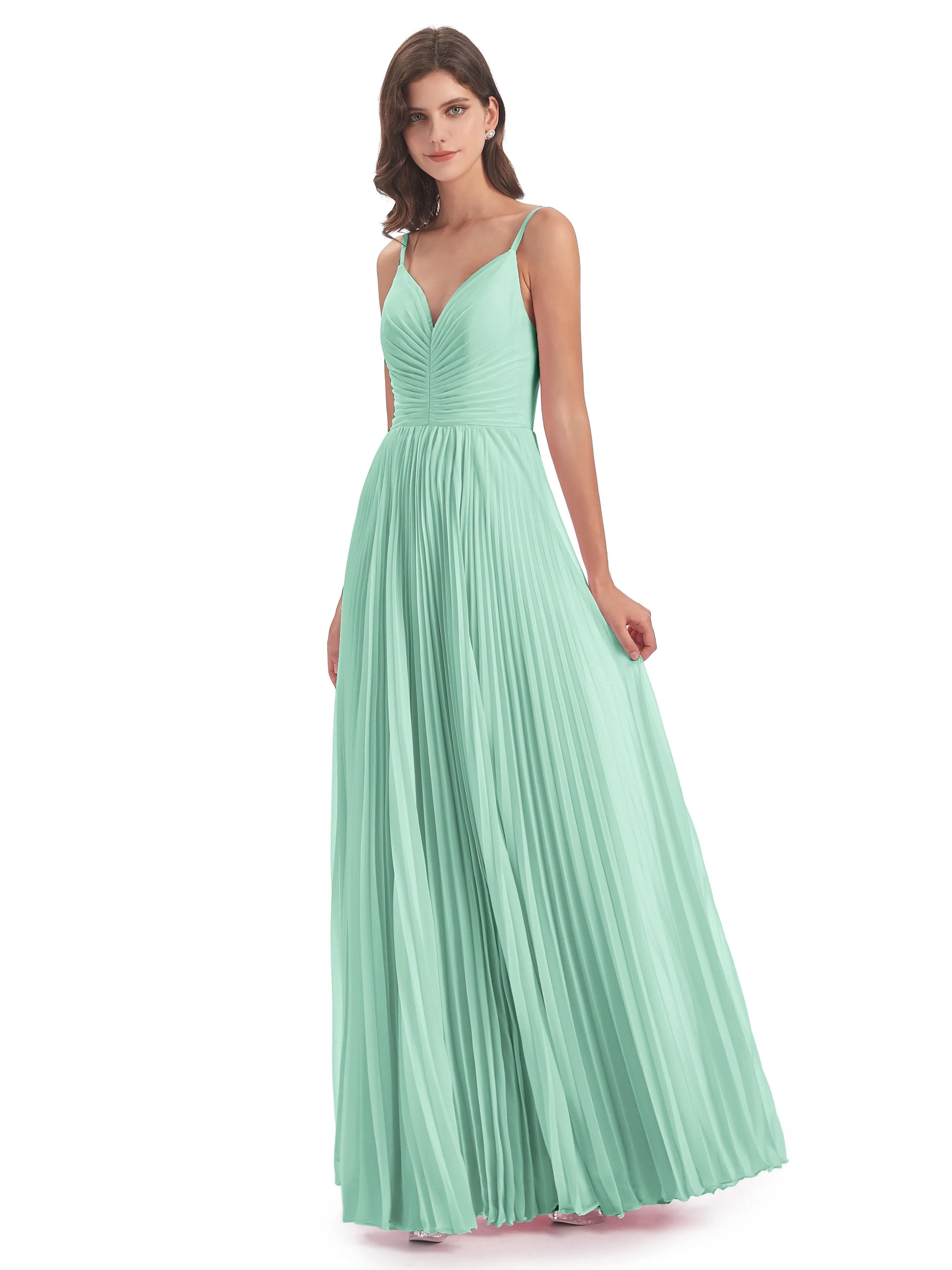 Hallie Chiffon Spaghetti Straps Floor Length Bridesmaid Dresses