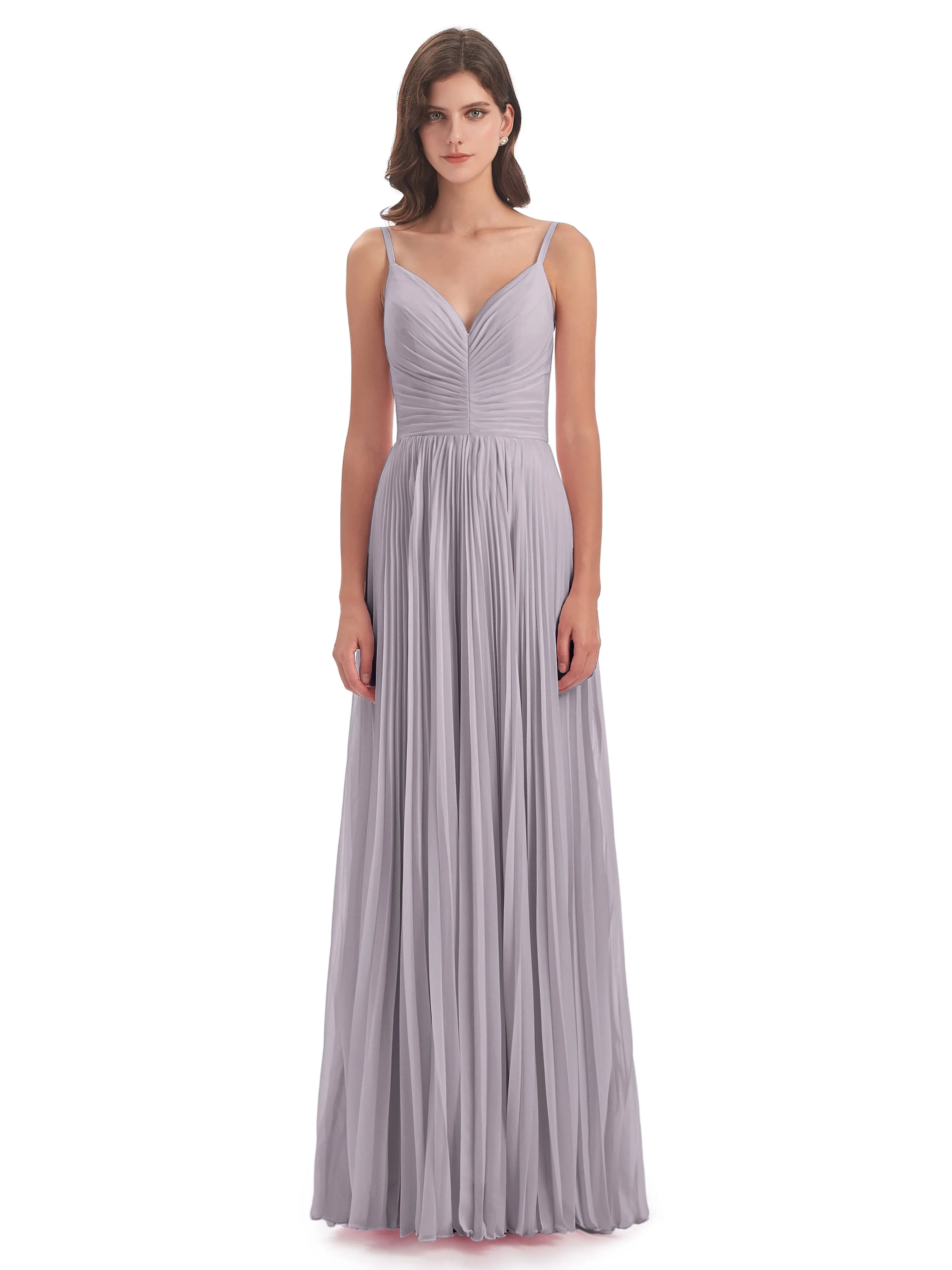 Hallie Chiffon Spaghetti Straps Floor Length Bridesmaid Dresses