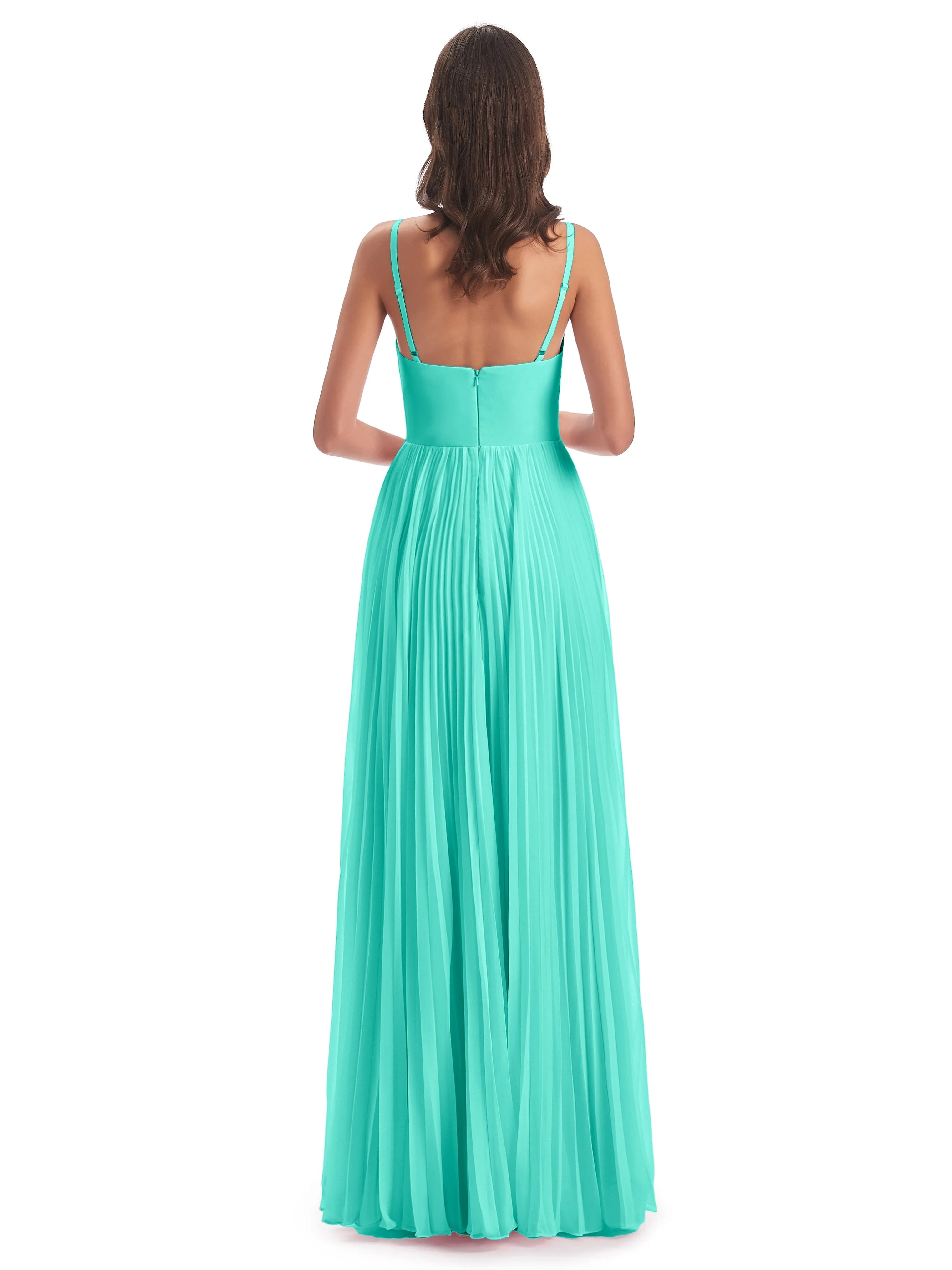 Hallie Chiffon Spaghetti Straps Floor Length Bridesmaid Dresses