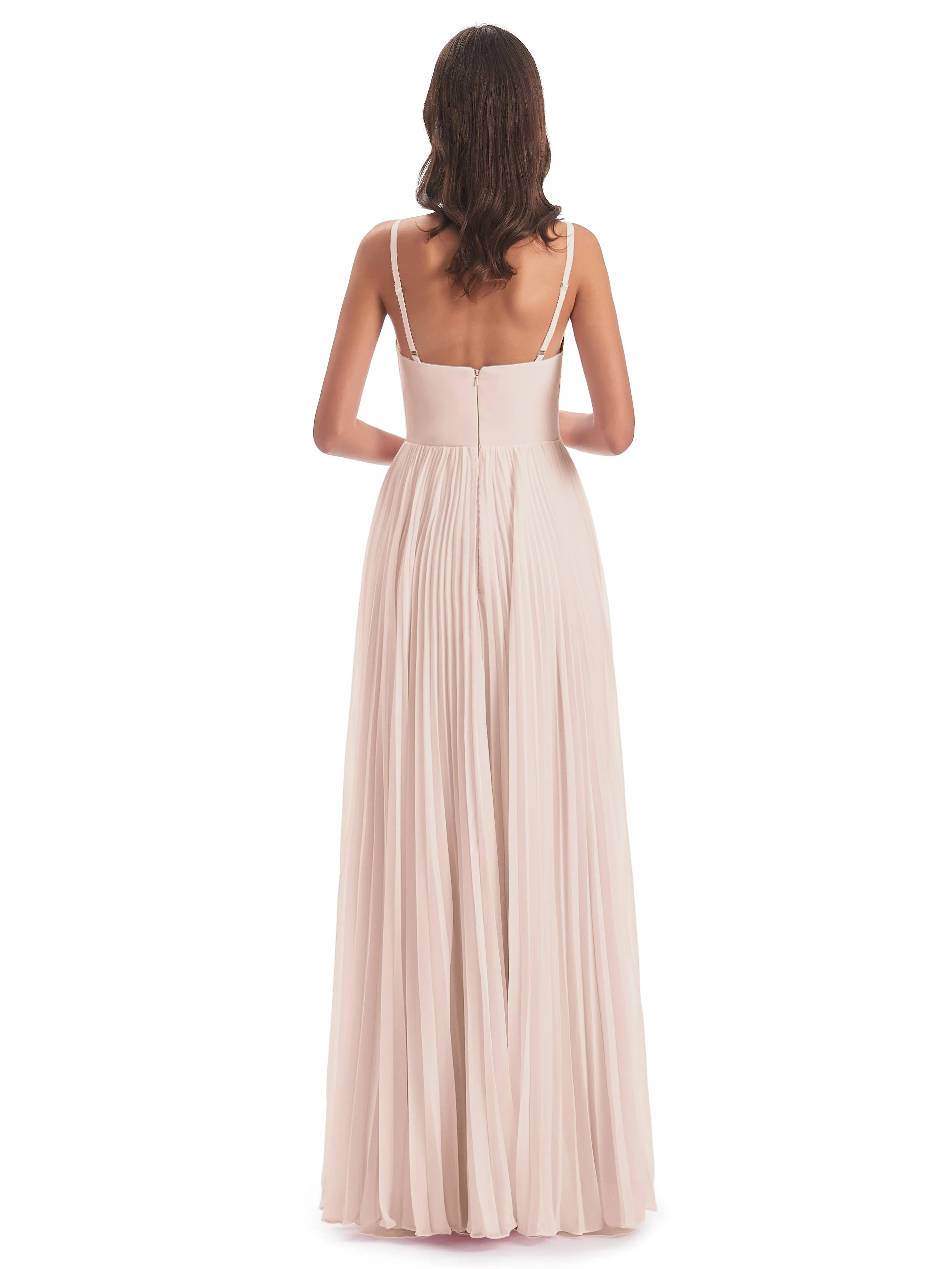 Hallie Chiffon Spaghetti Straps Floor Length Bridesmaid Dresses