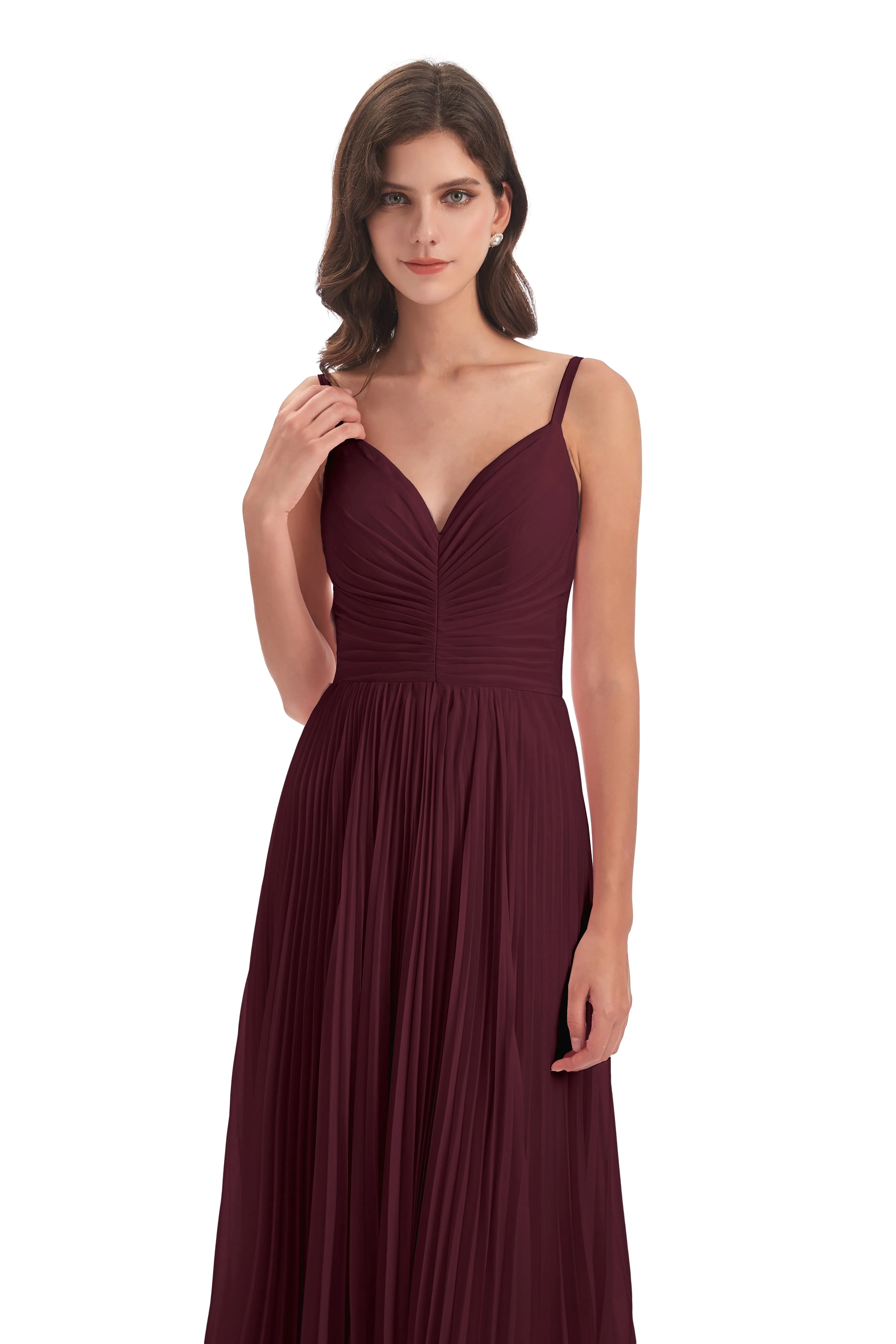 Hallie Chiffon Spaghetti Straps Floor Length Bridesmaid Dresses