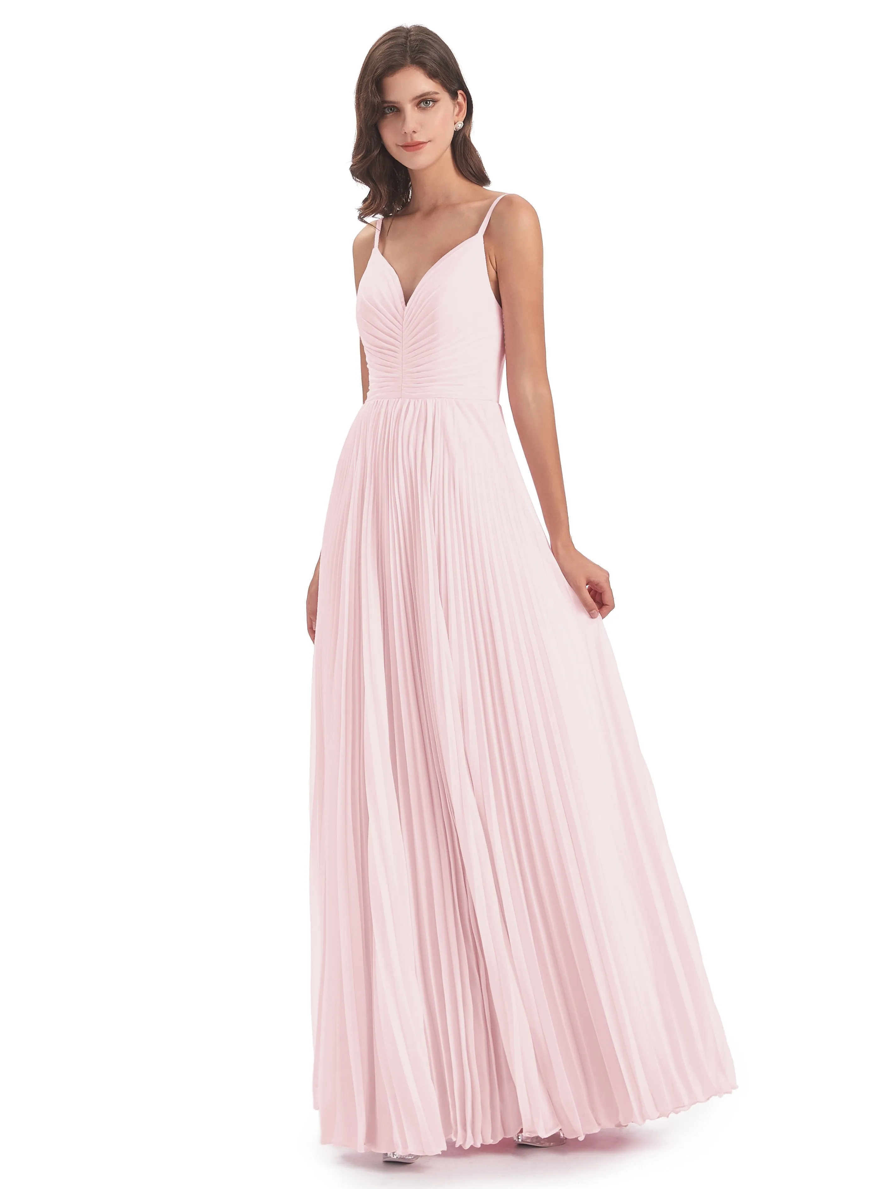 Hallie Chiffon Spaghetti Straps Floor Length Bridesmaid Dresses