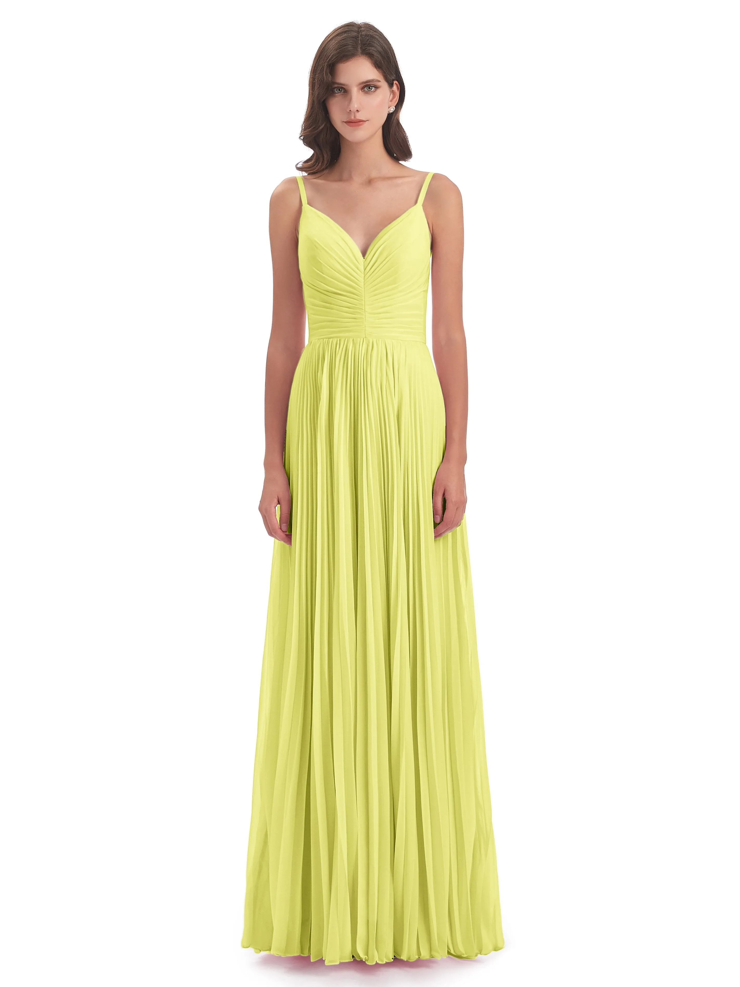 Hallie Chiffon Spaghetti Straps Floor Length Bridesmaid Dresses