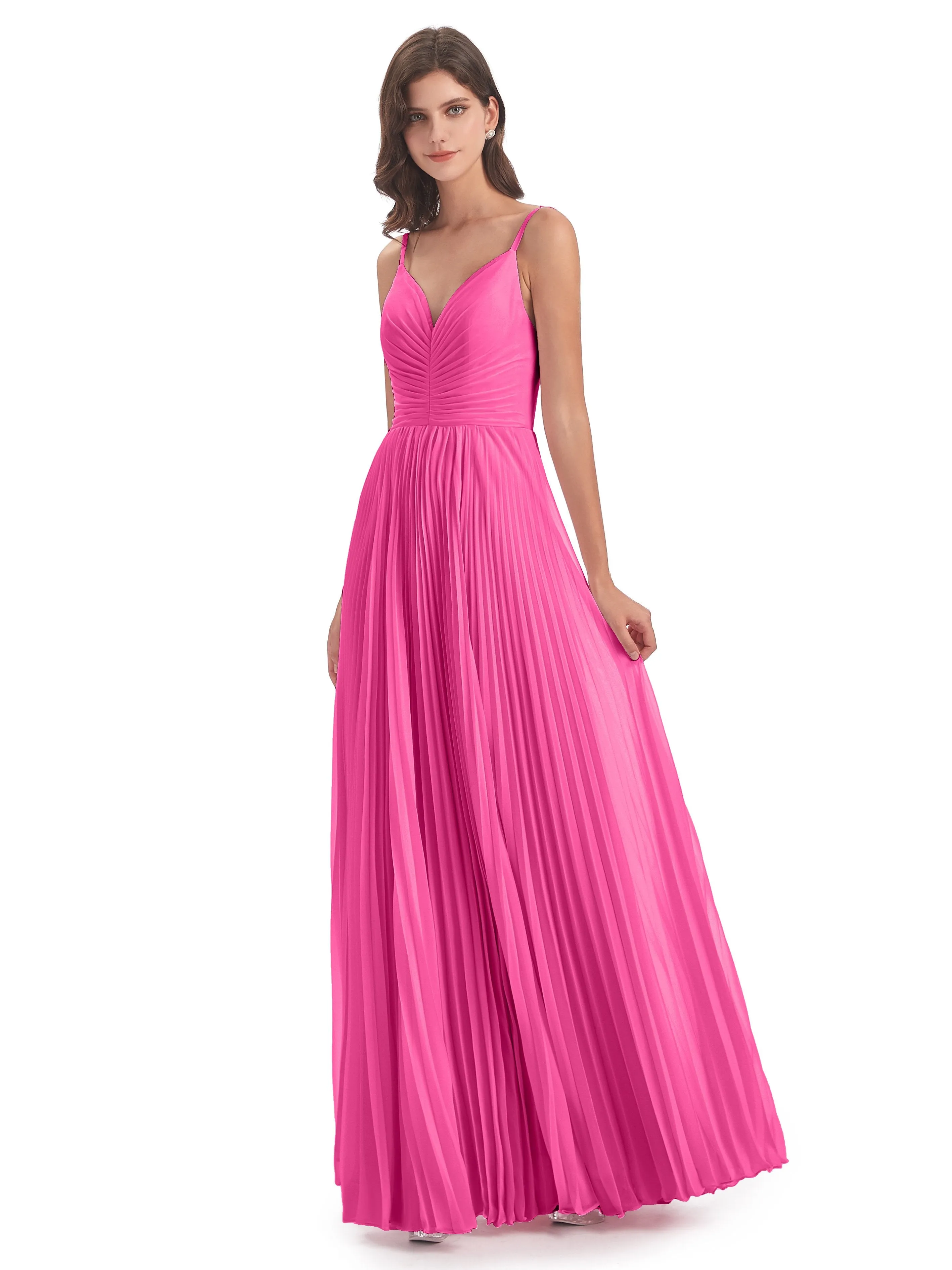 Hallie Chiffon Spaghetti Straps Floor Length Bridesmaid Dresses