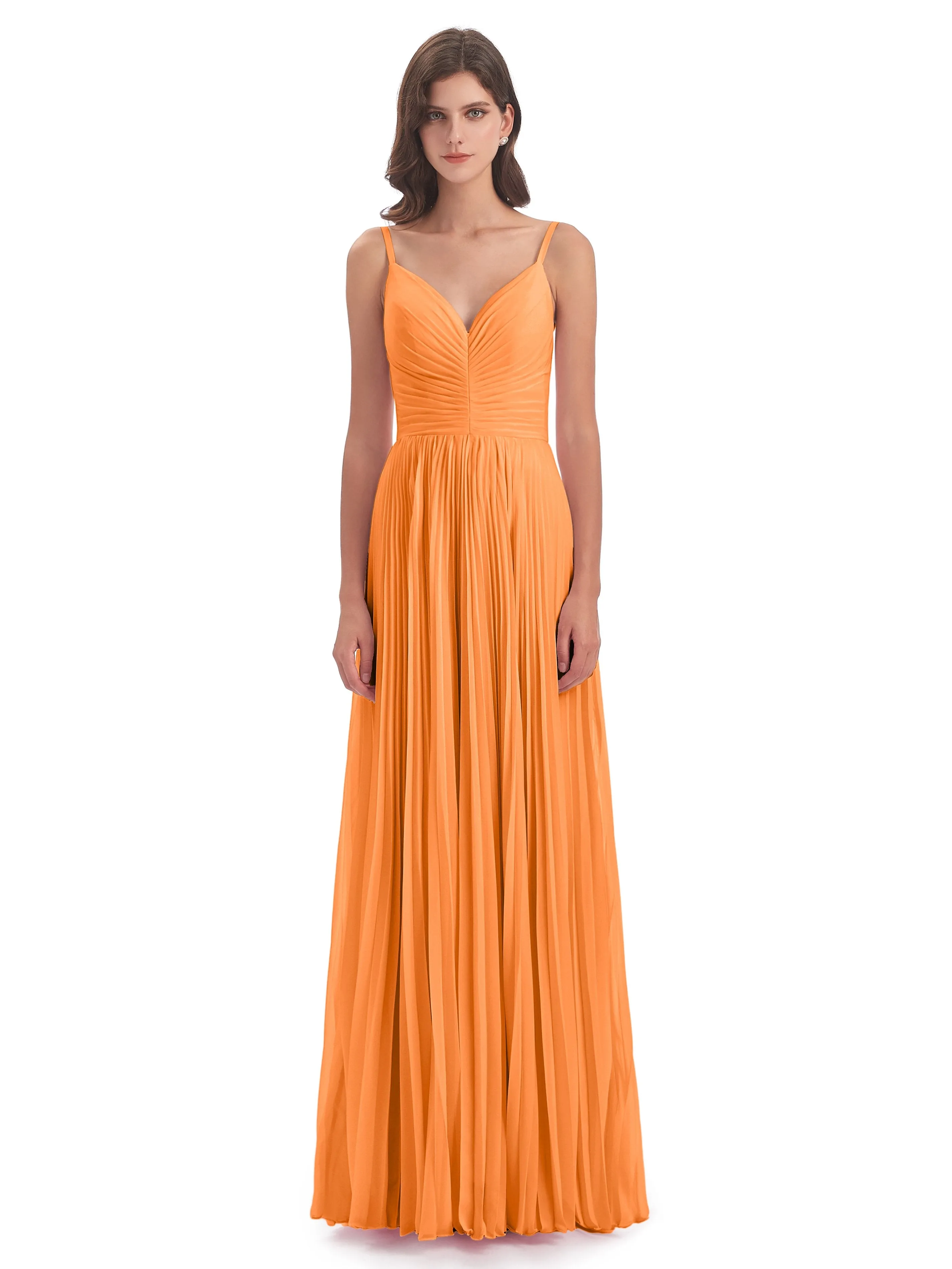 Hallie Chiffon Spaghetti Straps Floor Length Bridesmaid Dresses