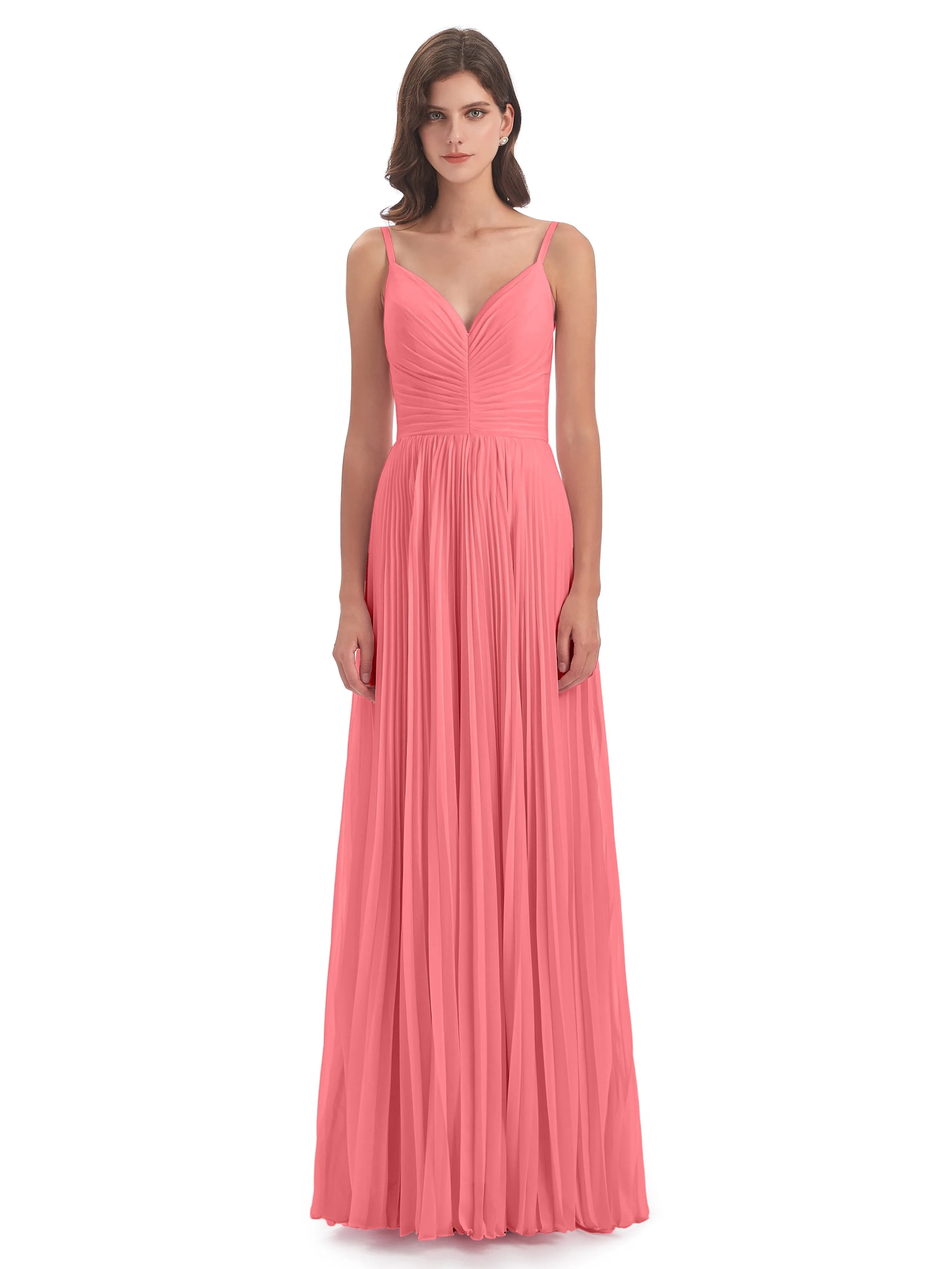 Hallie Chiffon Spaghetti Straps Floor Length Bridesmaid Dresses