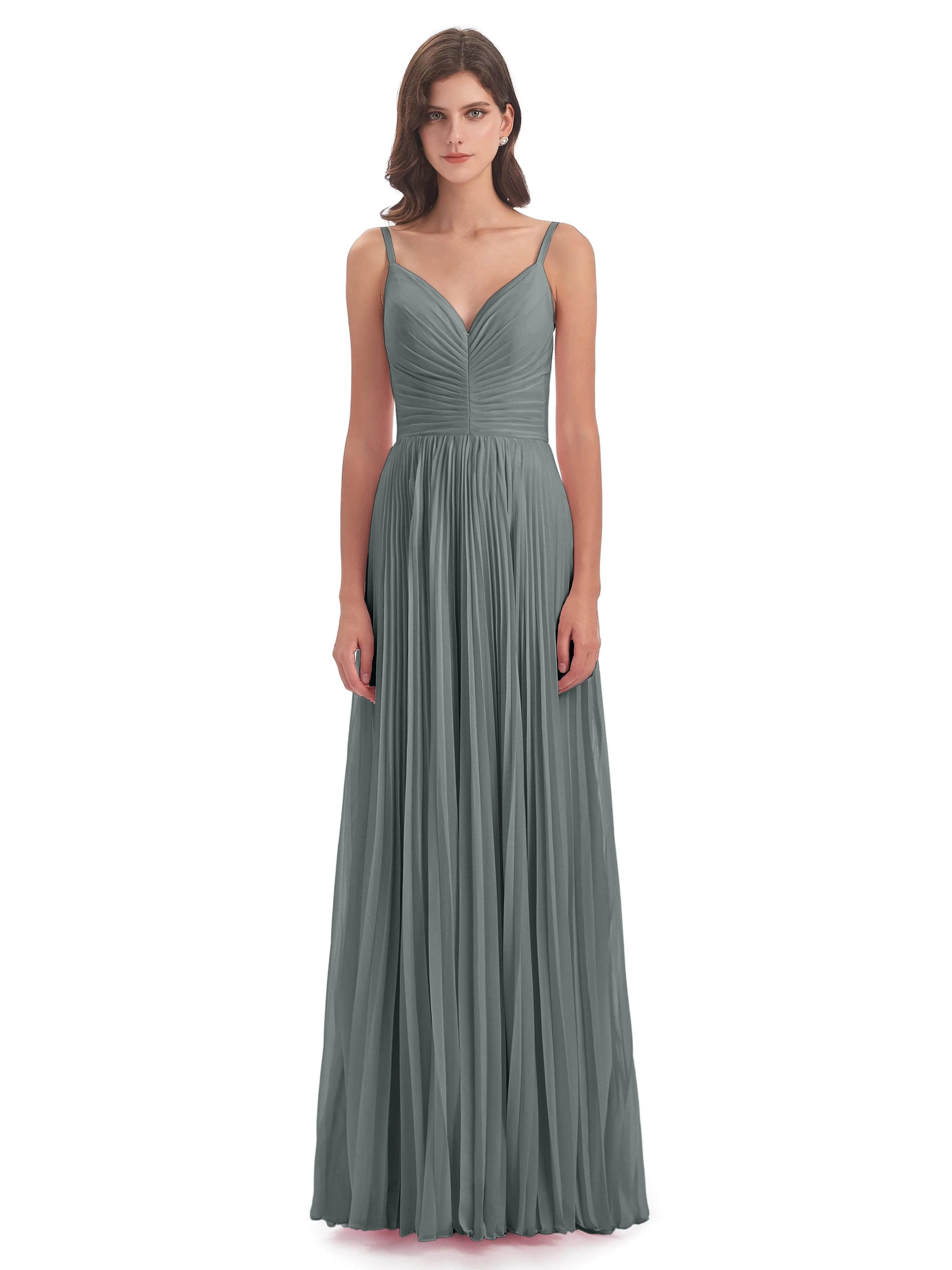 Hallie Chiffon Spaghetti Straps Floor Length Bridesmaid Dresses