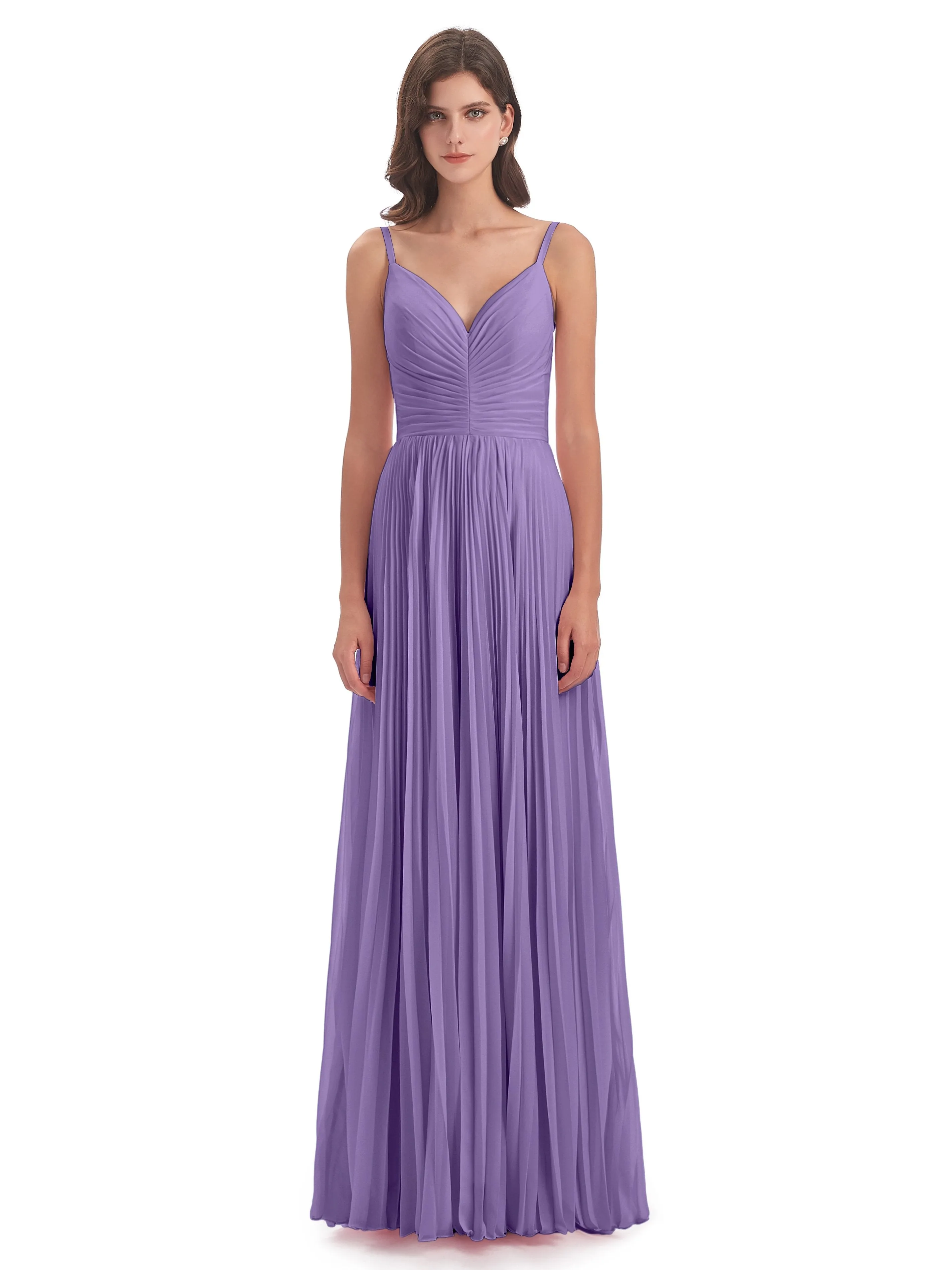 Hallie Chiffon Spaghetti Straps Floor Length Bridesmaid Dresses