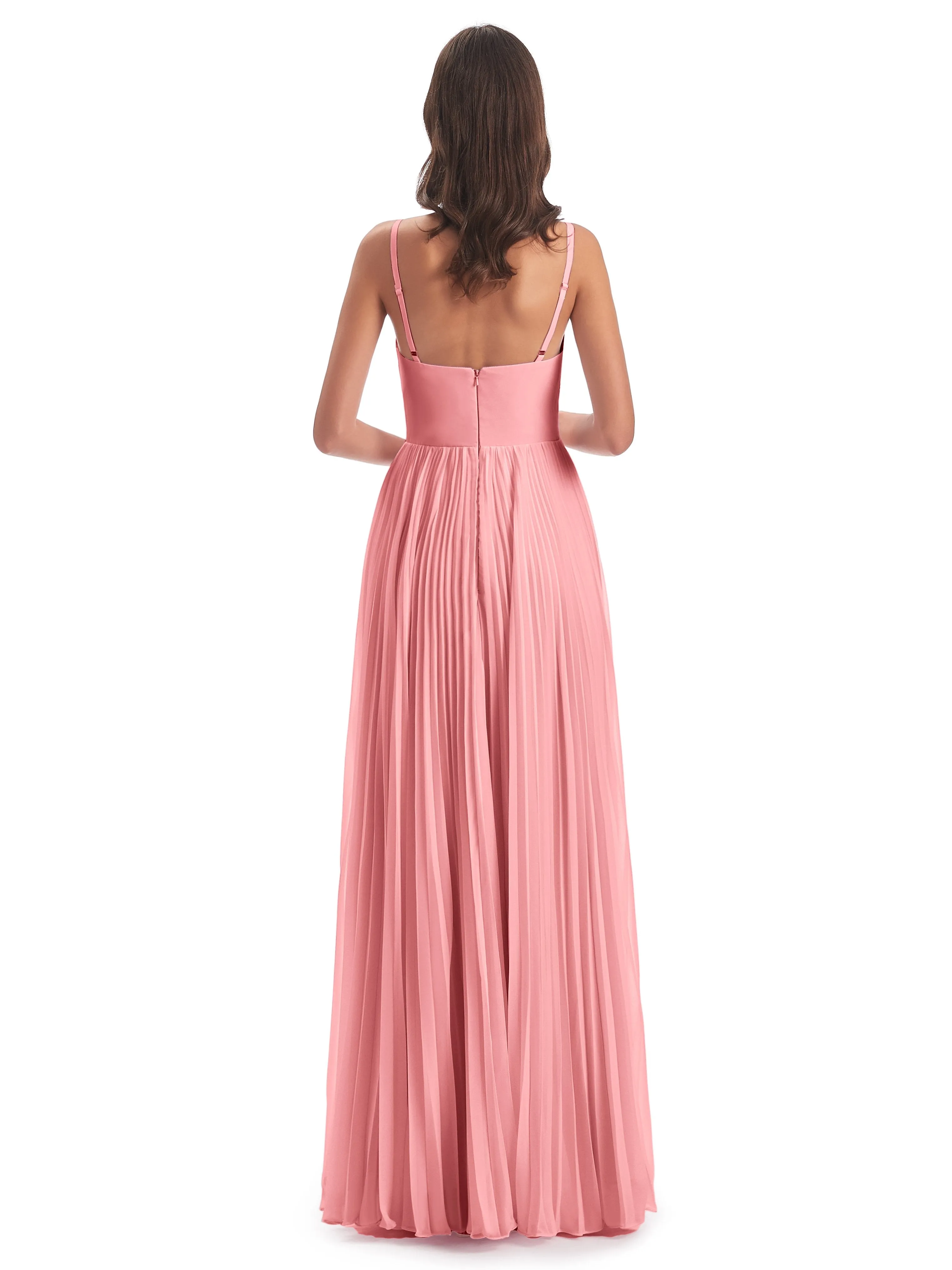 Hallie Chiffon Spaghetti Straps Floor Length Bridesmaid Dresses