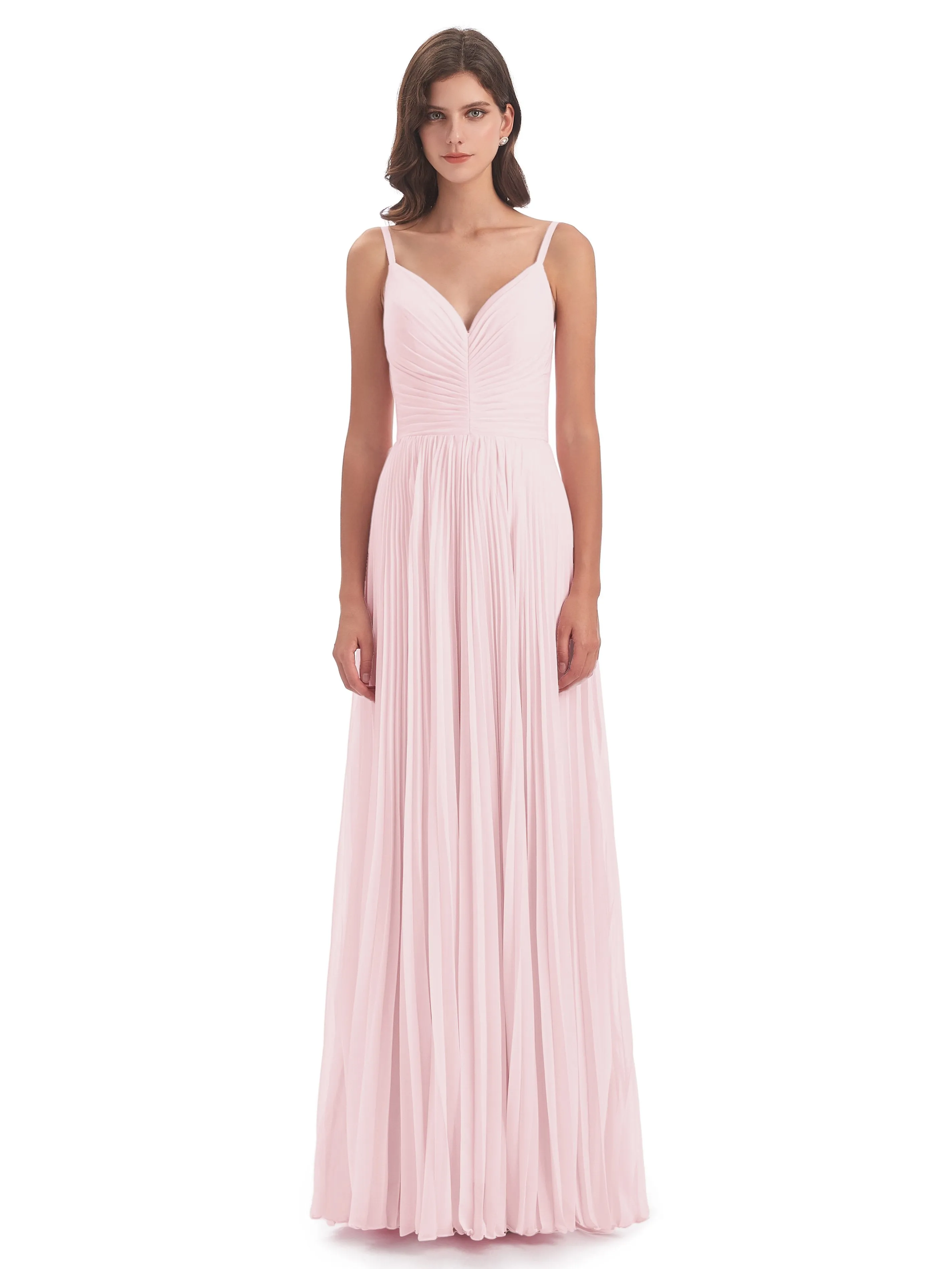 Hallie Chiffon Spaghetti Straps Floor Length Bridesmaid Dresses