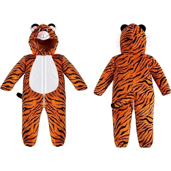 Halloween Unisex Toddler Tiger Outfit One-piece Zip-up Pajama