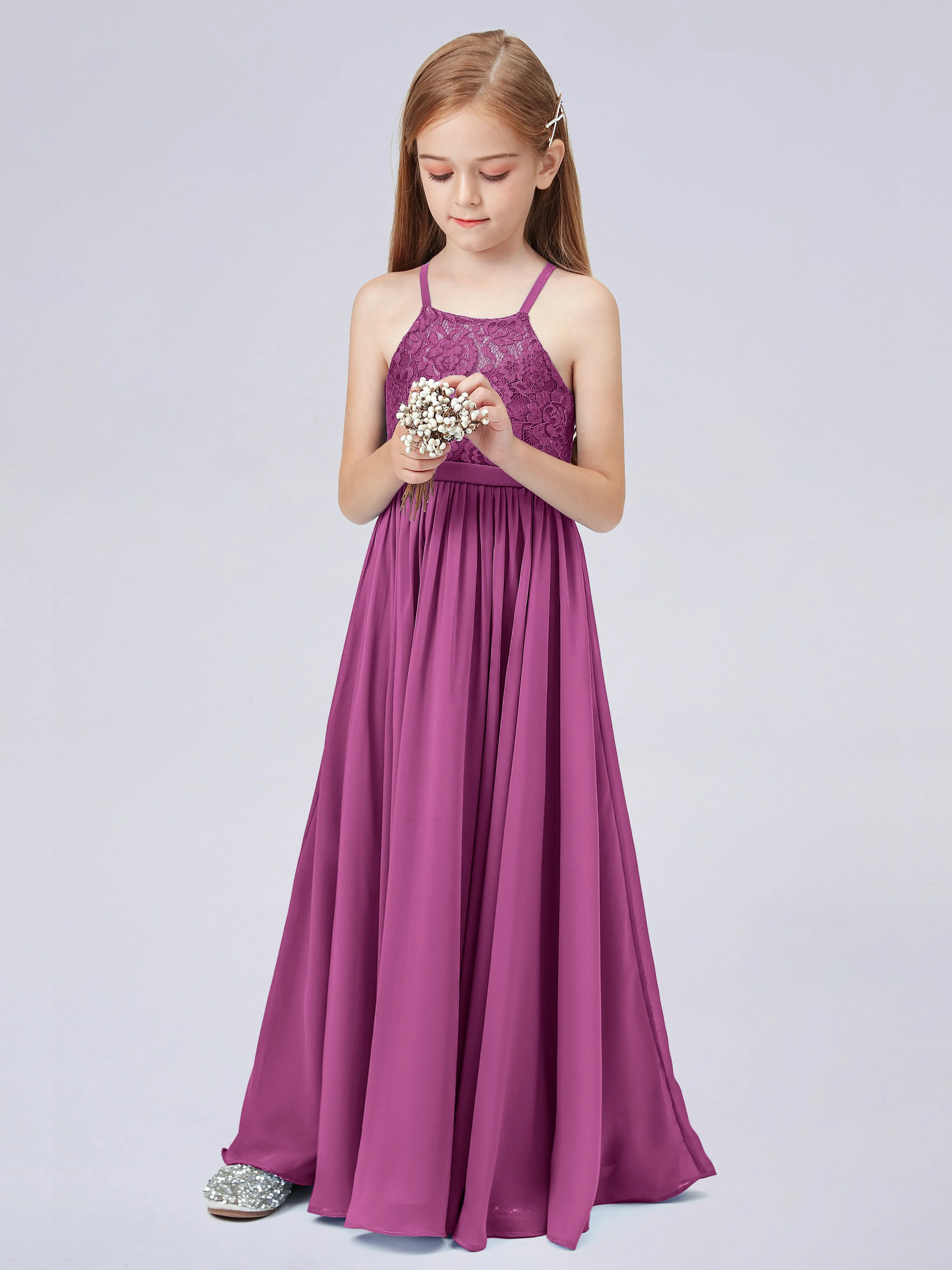 Halter Lace Junior Bridesmaid Dress