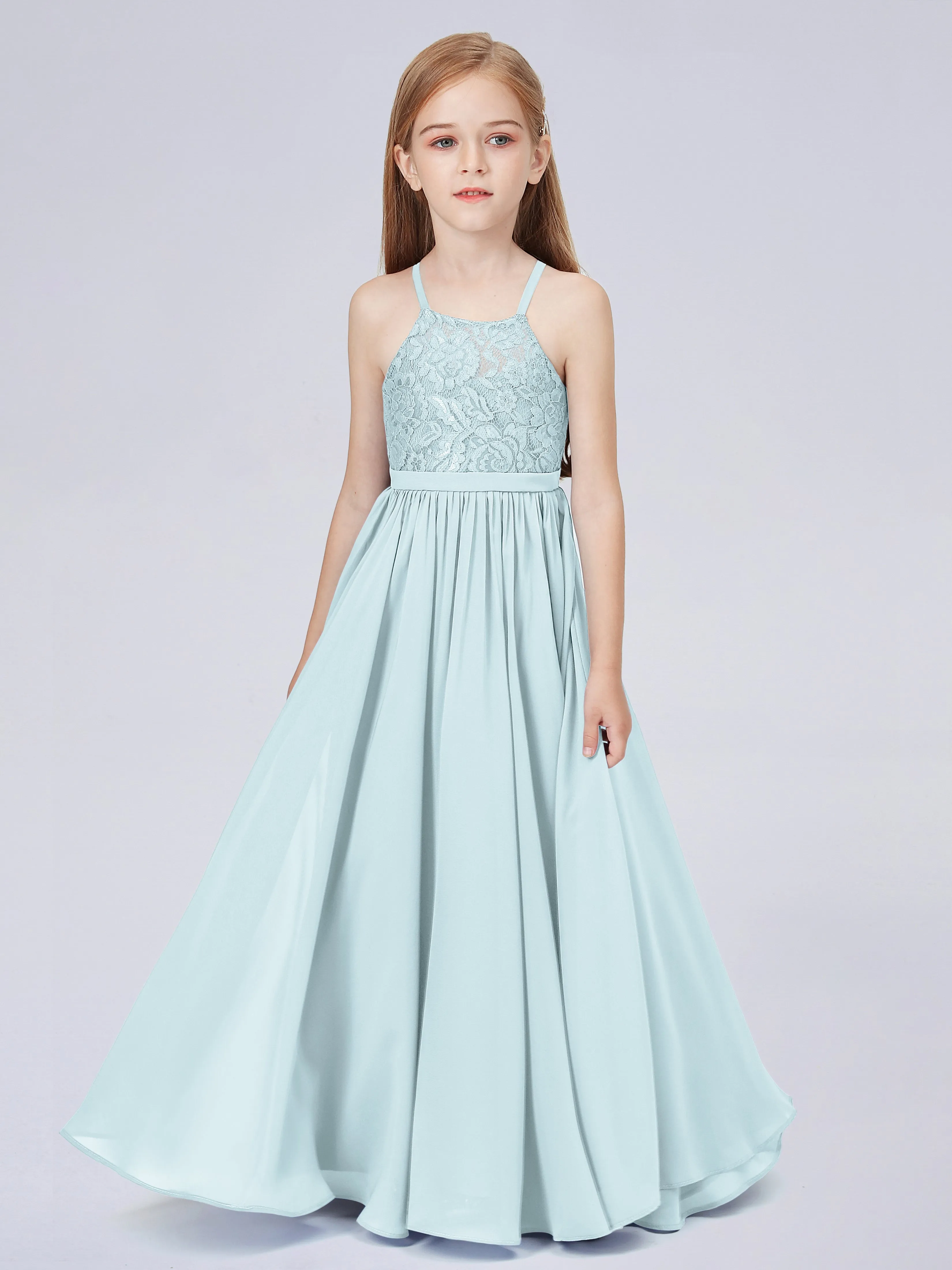 Halter Lace Junior Bridesmaid Dress