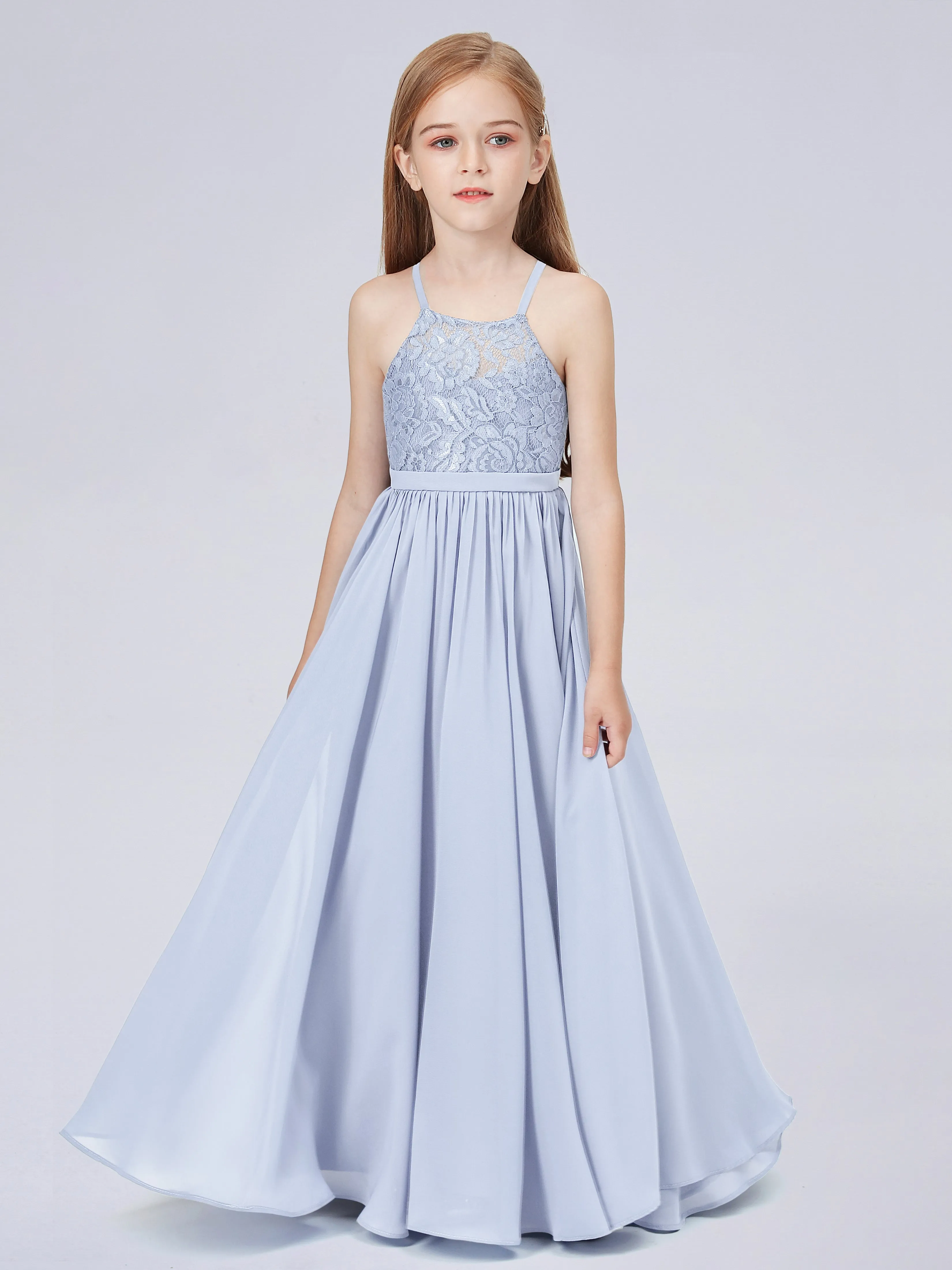 Halter Lace Junior Bridesmaid Dress