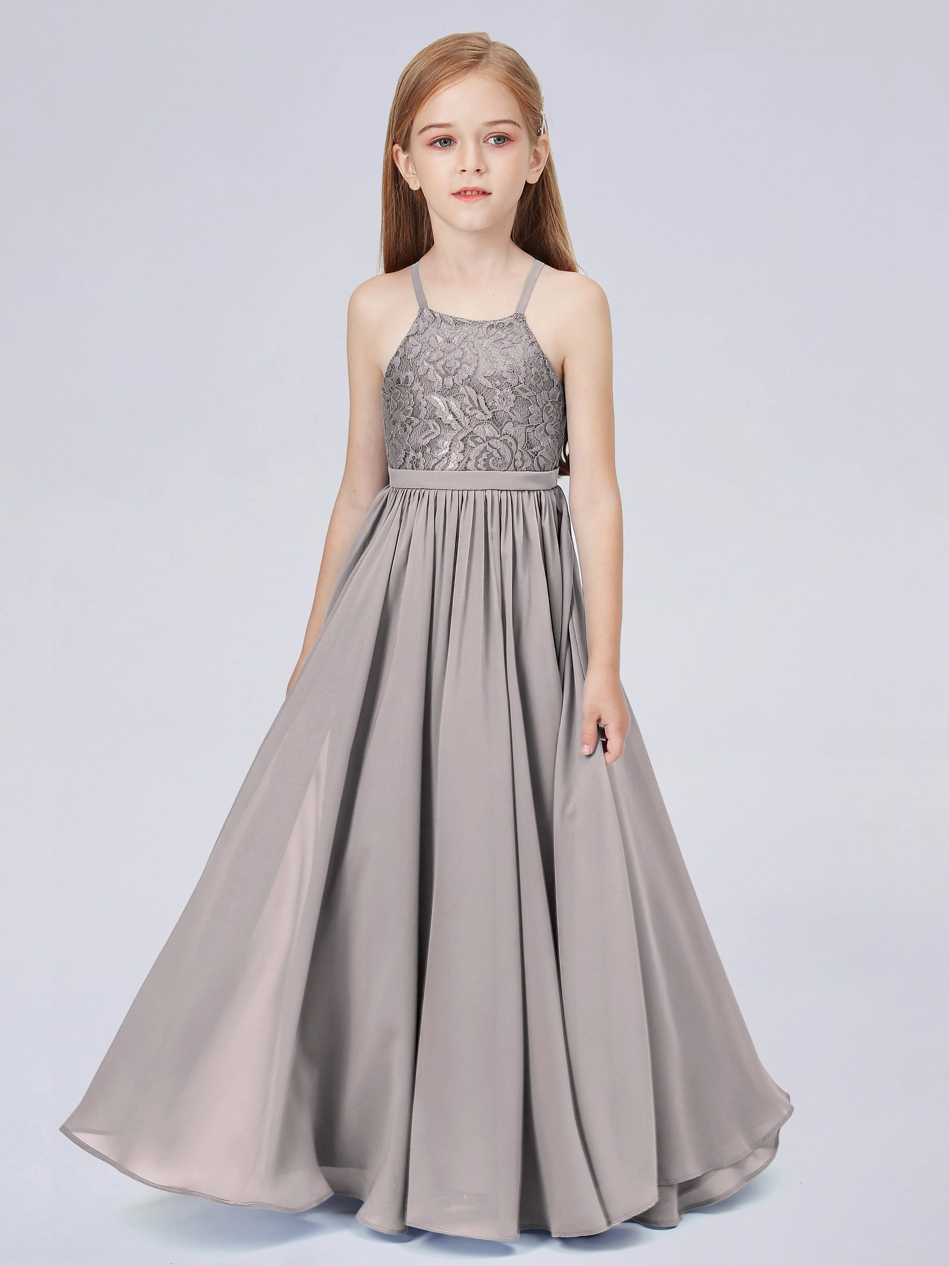 Halter Lace Junior Bridesmaid Dress