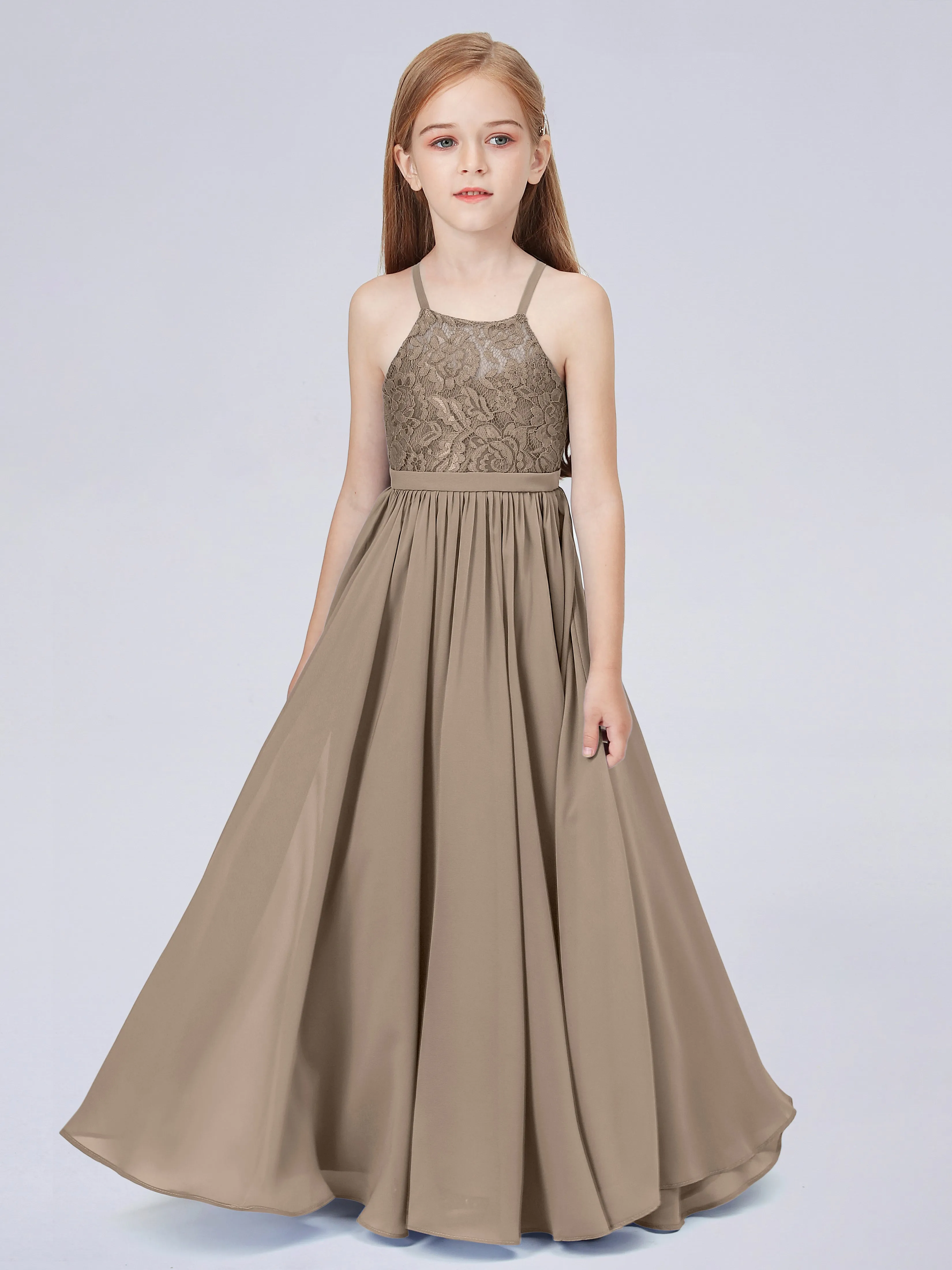 Halter Lace Junior Bridesmaid Dress