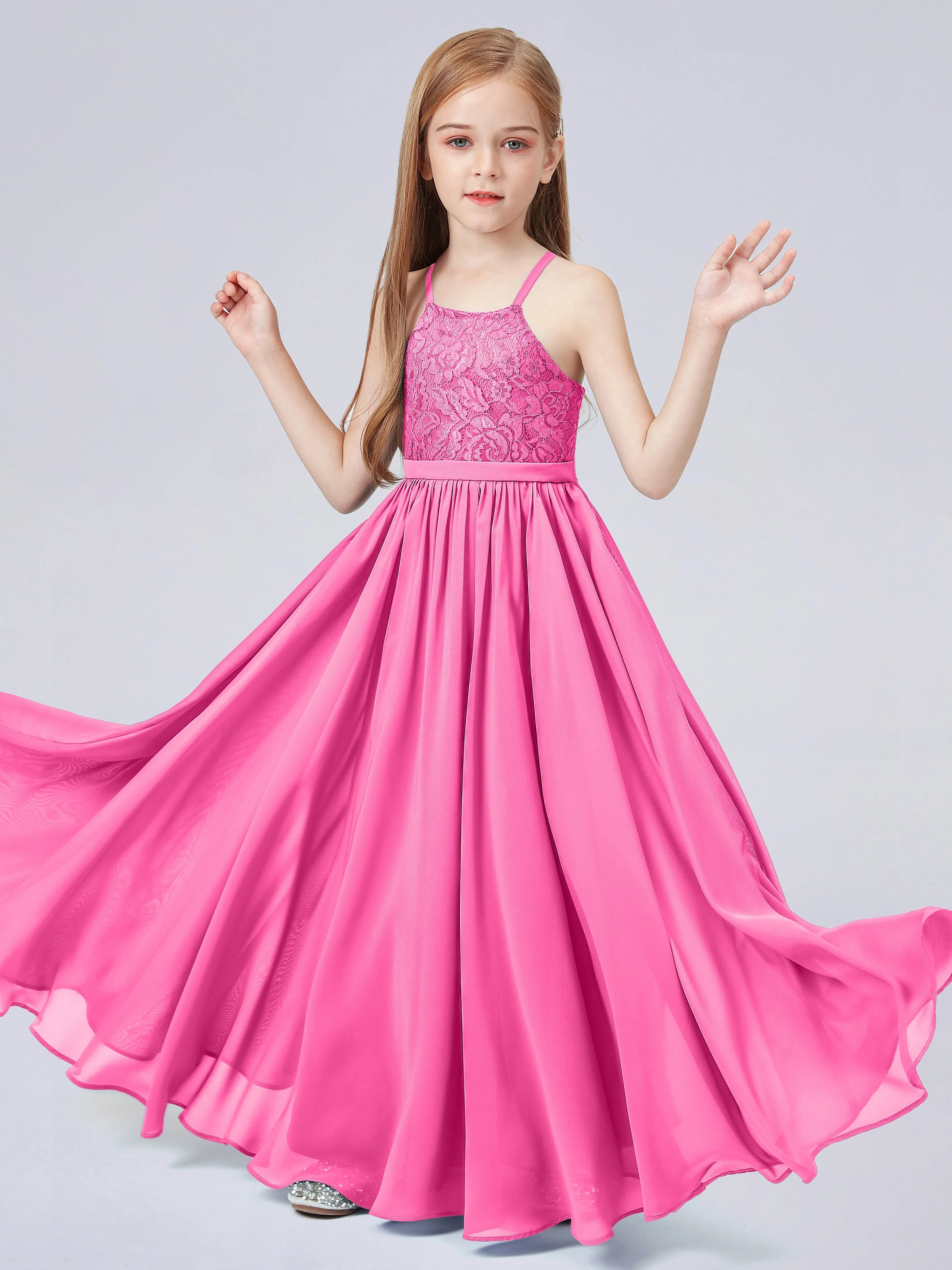 Halter Lace Junior Bridesmaid Dress