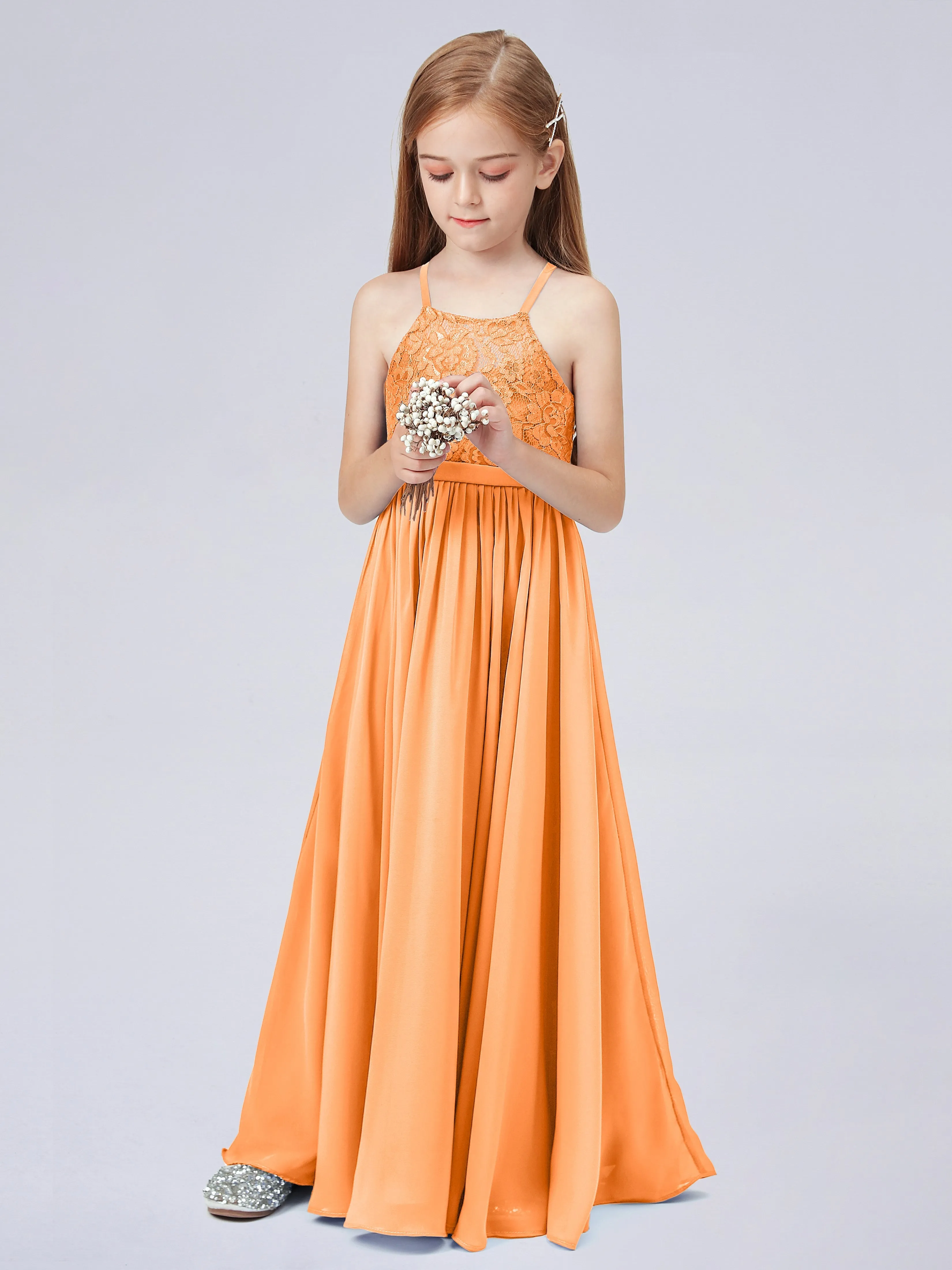 Halter Lace Junior Bridesmaid Dress