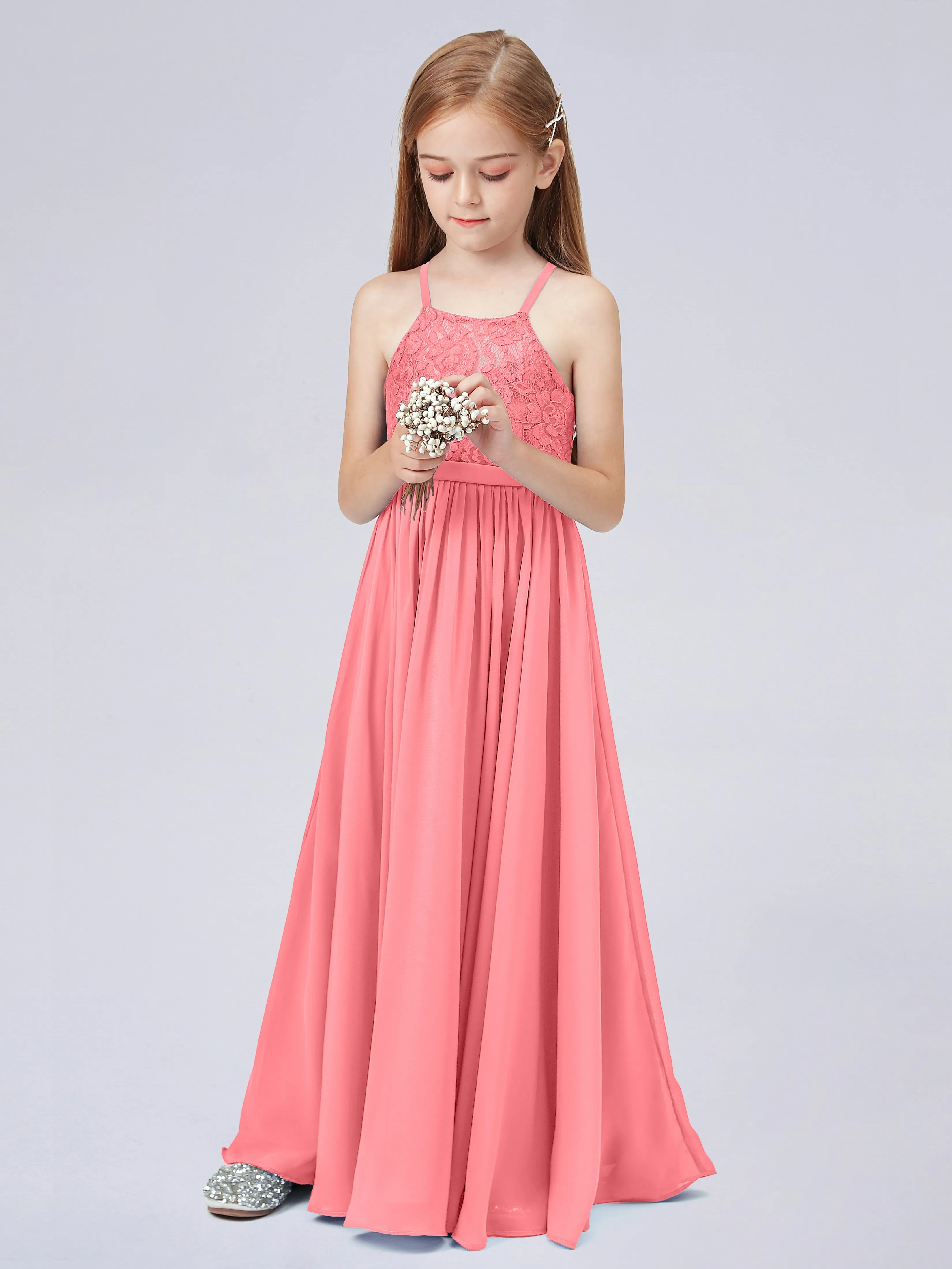 Halter Lace Junior Bridesmaid Dress