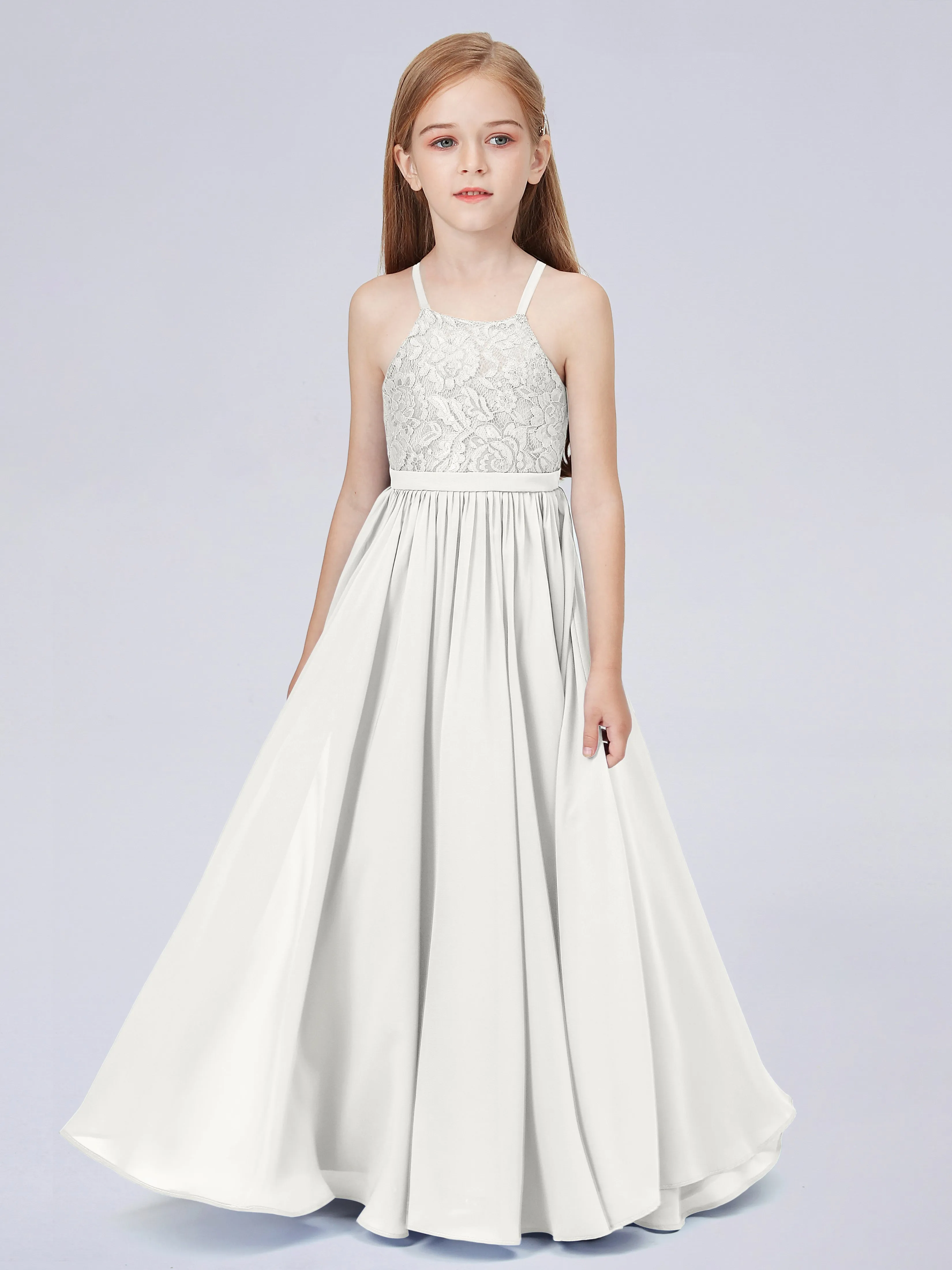 Halter Lace Junior Bridesmaid Dress